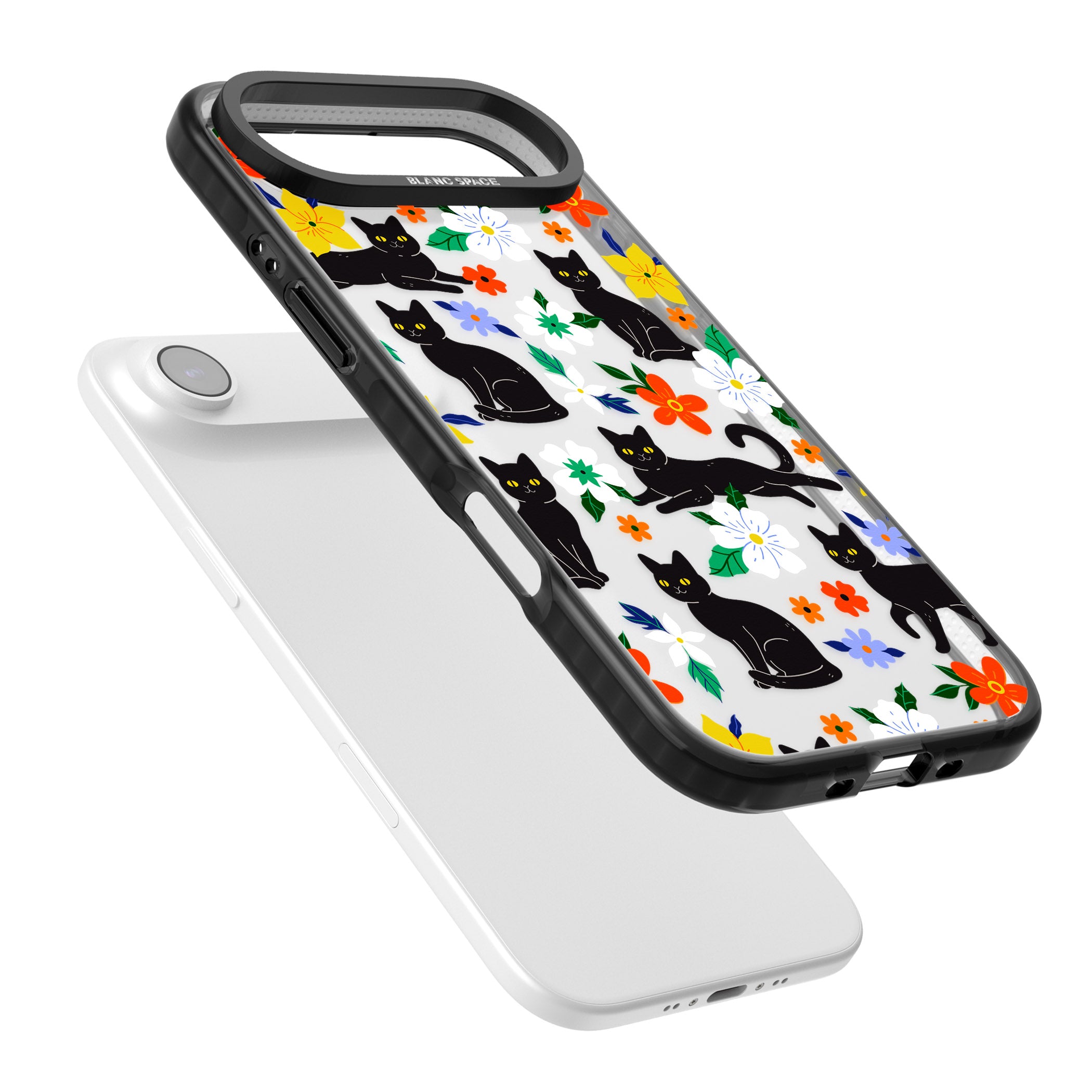 Cats Flowers iPhone 17 Air Impact Black Phone Case Colours