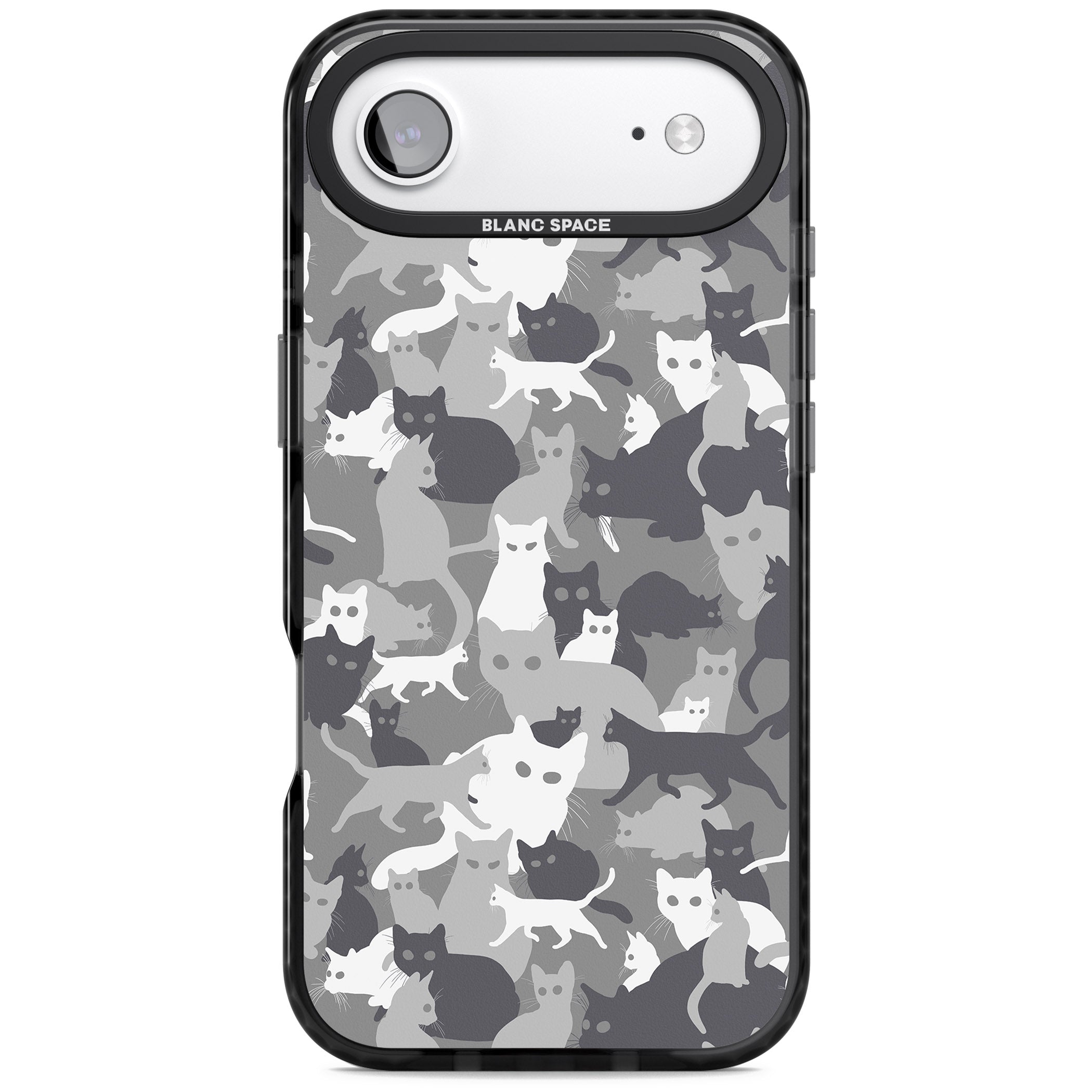 Dark Grey Cat Camouflage iPhone 17 Air Impact Black Phone Case