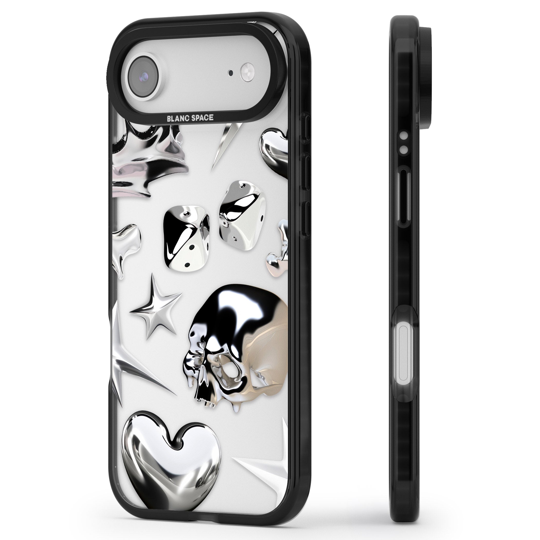 Chromed iPhone 17 Air Impact Black Phone Case Side Profile