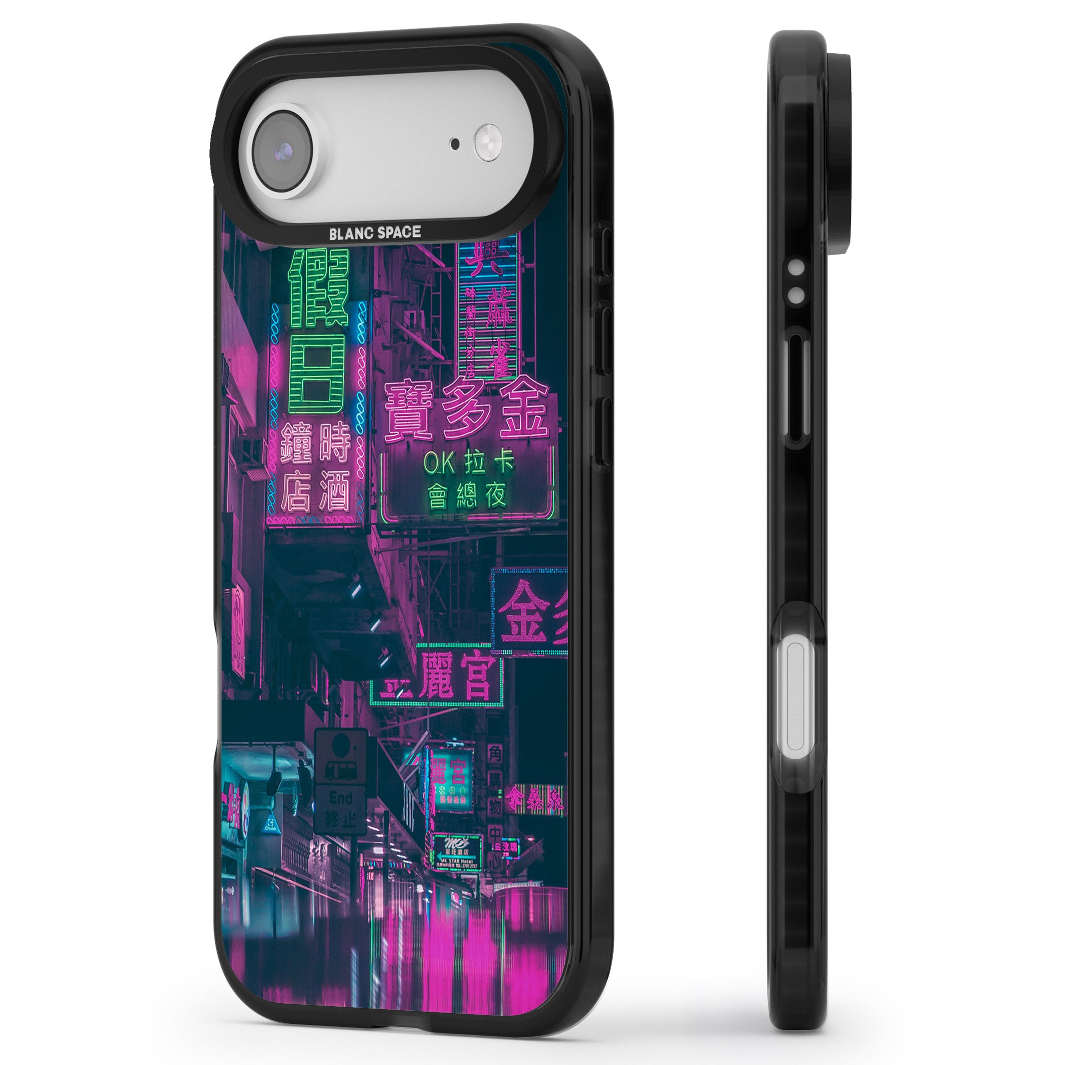 Neon Night Strip iPhone 17 Air Impact Black Phone Case Side Profile