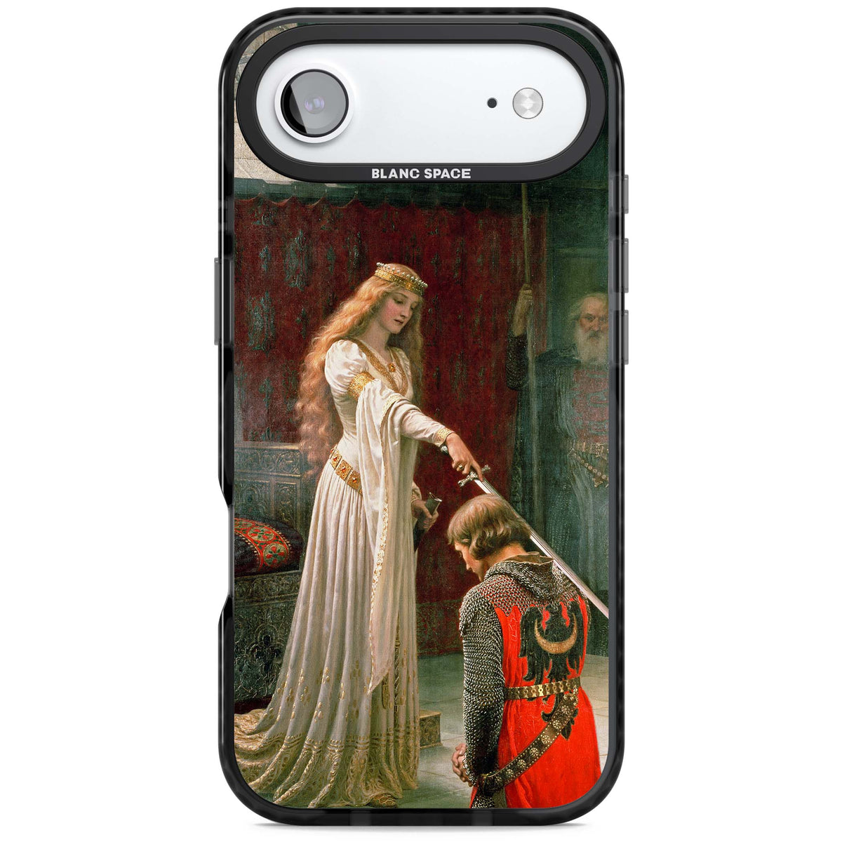The Accolade renaissance art iPhone case featuring Edmund Blair Leighton's painting of a queen knighting a kneeling knight | Clear Impact case for iPhone Air