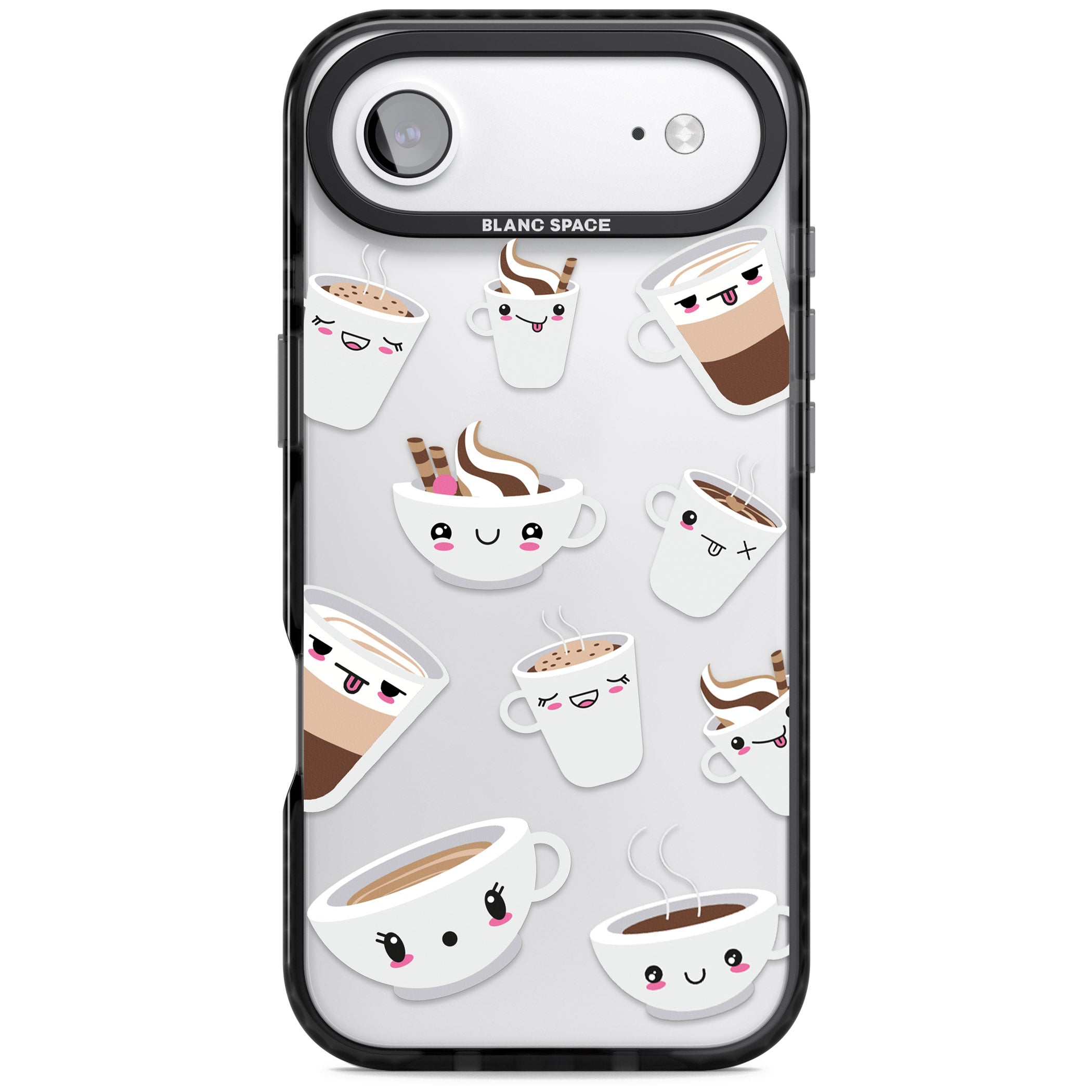 Coffee Faces iPhone 17 Air Impact Black Phone Case