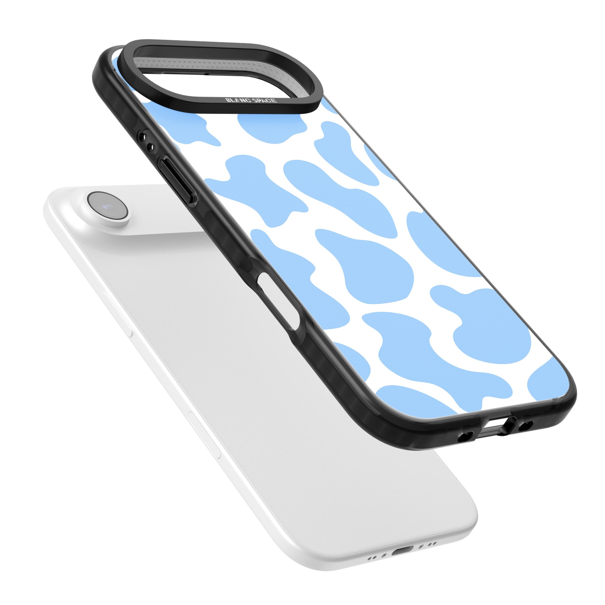 Blue And White Cow Print iPhone 17 Air Impact Black Phone Case Colours