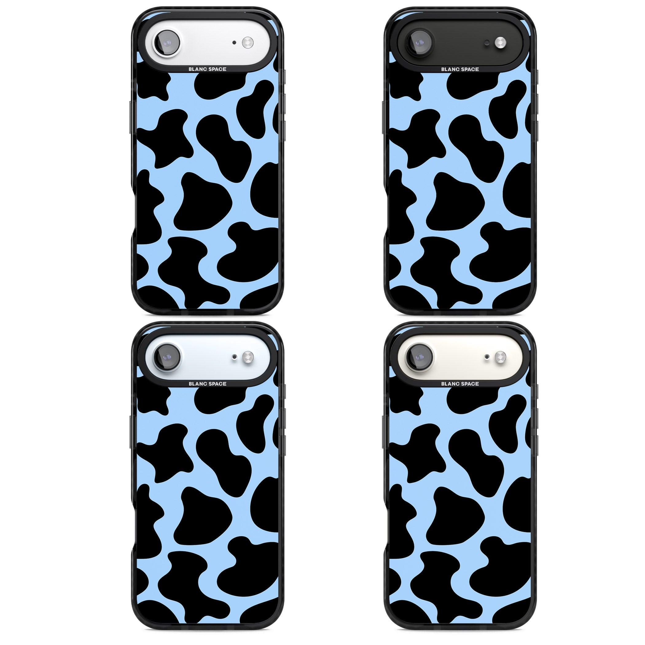 Blue And Black Cow Print iPhone 17 Air Impact Black Phone Case APT Impact Protection
