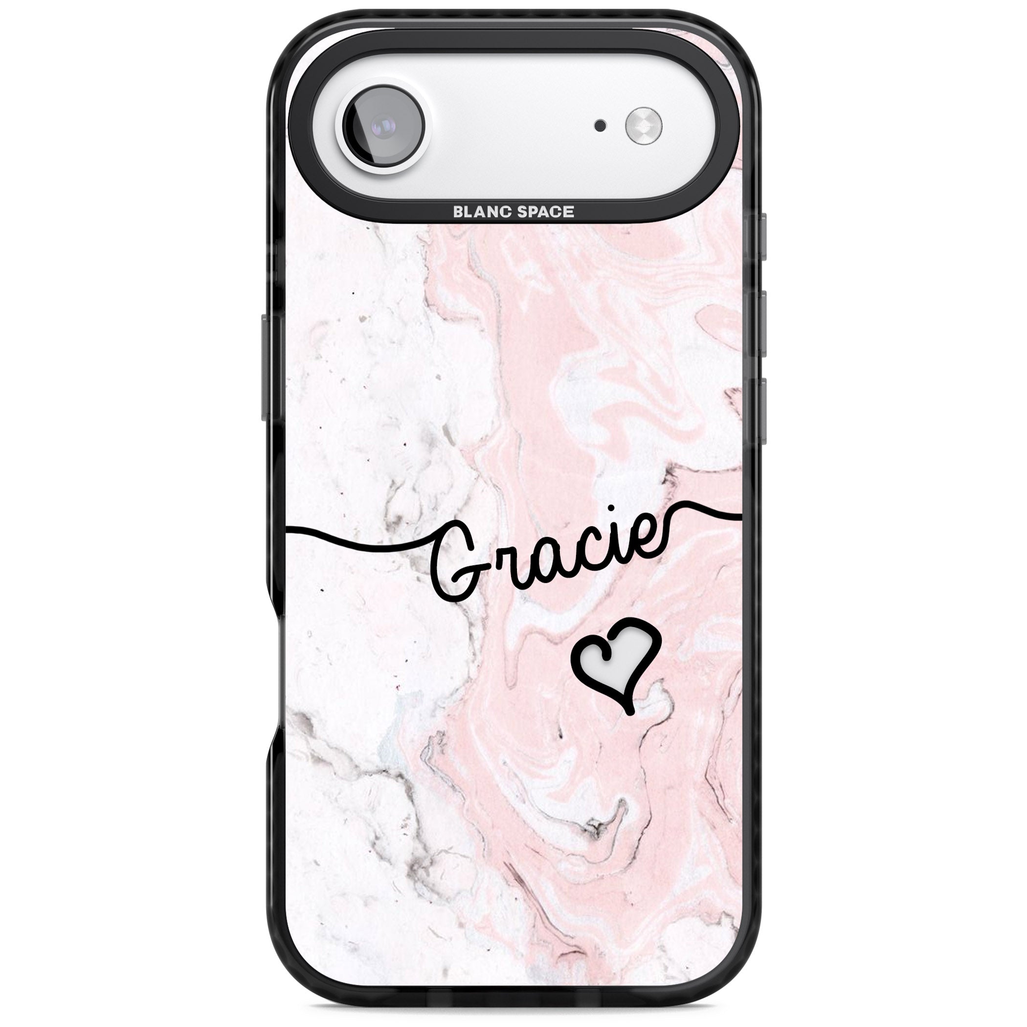 Personalised Pink Marble iPhone 17 Air Impact Black Phone Case