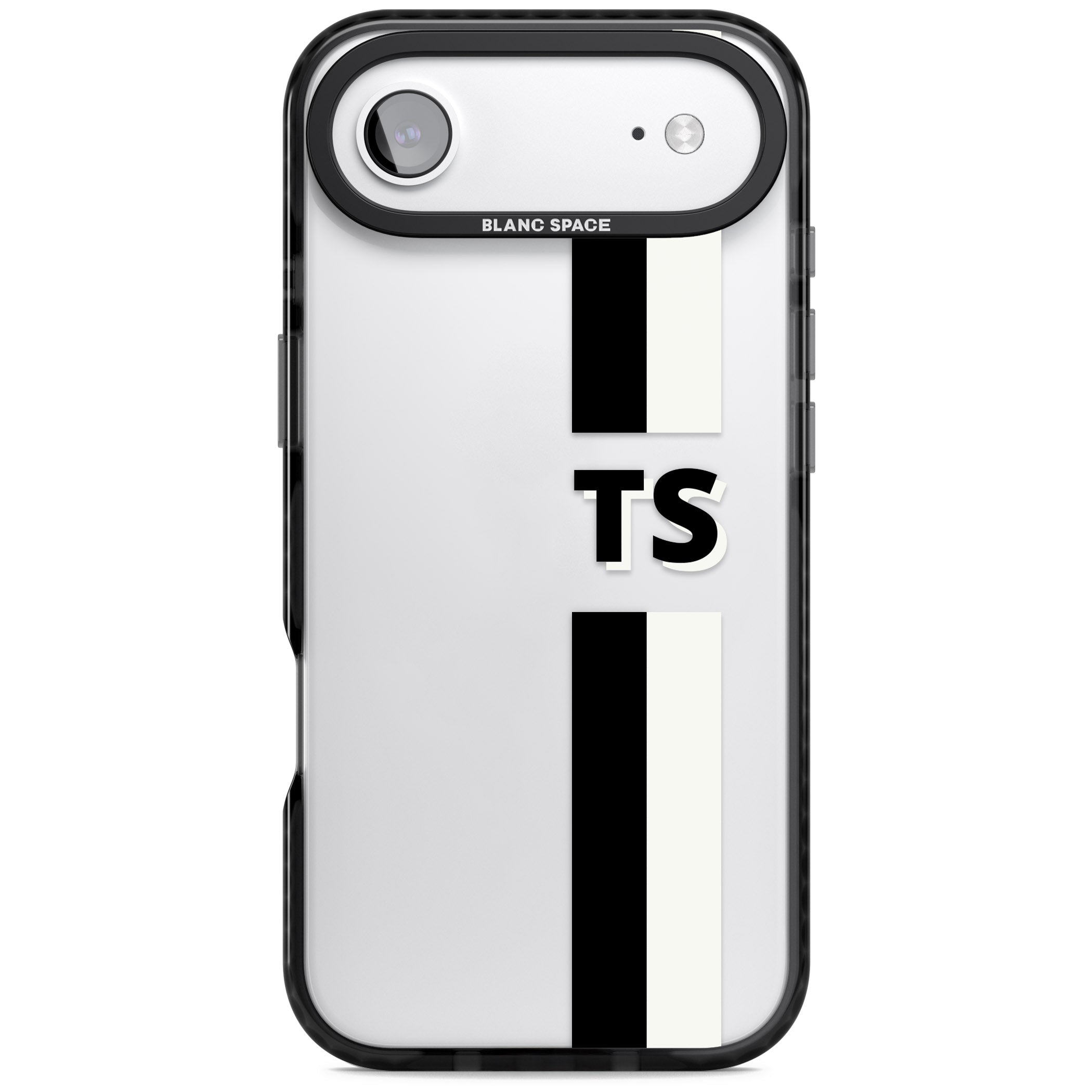 Personalised Black And White Stripe iPhone 17 Air Impact Black Phone Case