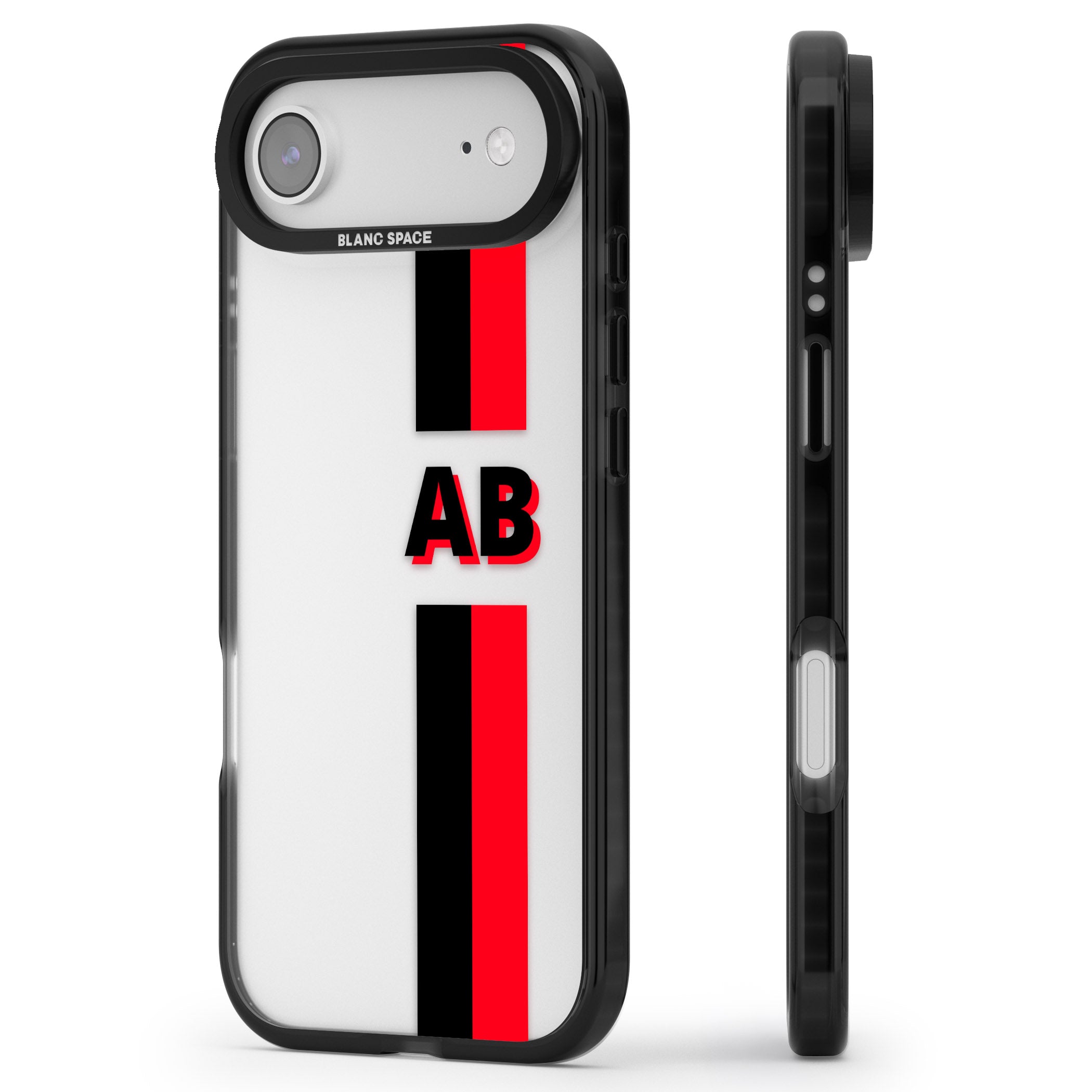 Personalised Bold Stripe iPhone 17 Air Impact Black Phone Case Side Profile