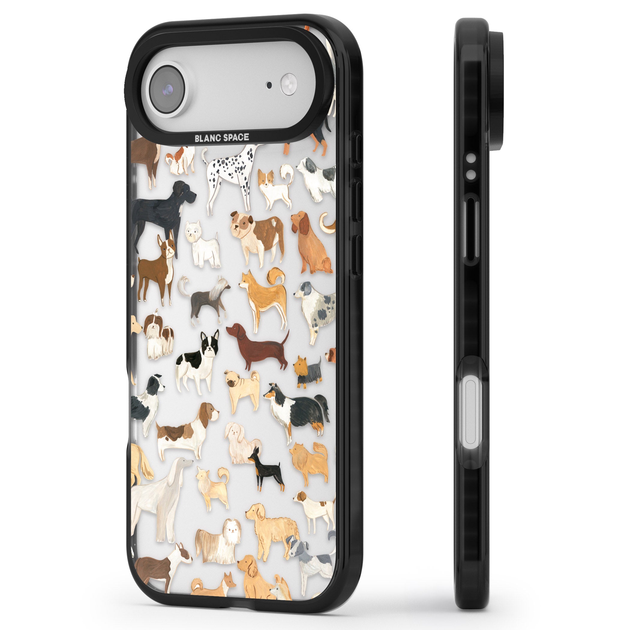 Hand Painted Dogs iPhone 17 Air Impact Black Phone Case Side Profile