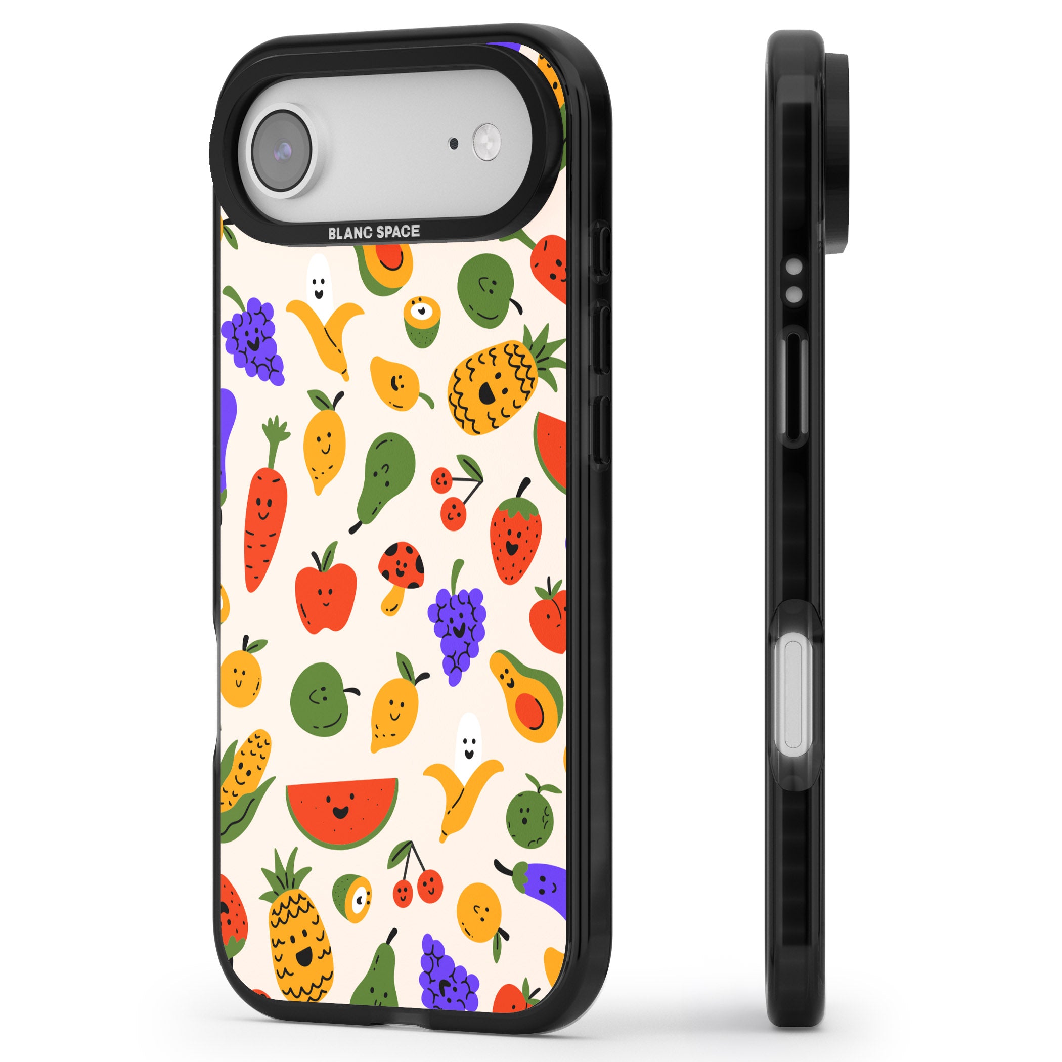 Kawaii Fruit iPhone 17 Air Impact Black Phone Case Side Profile