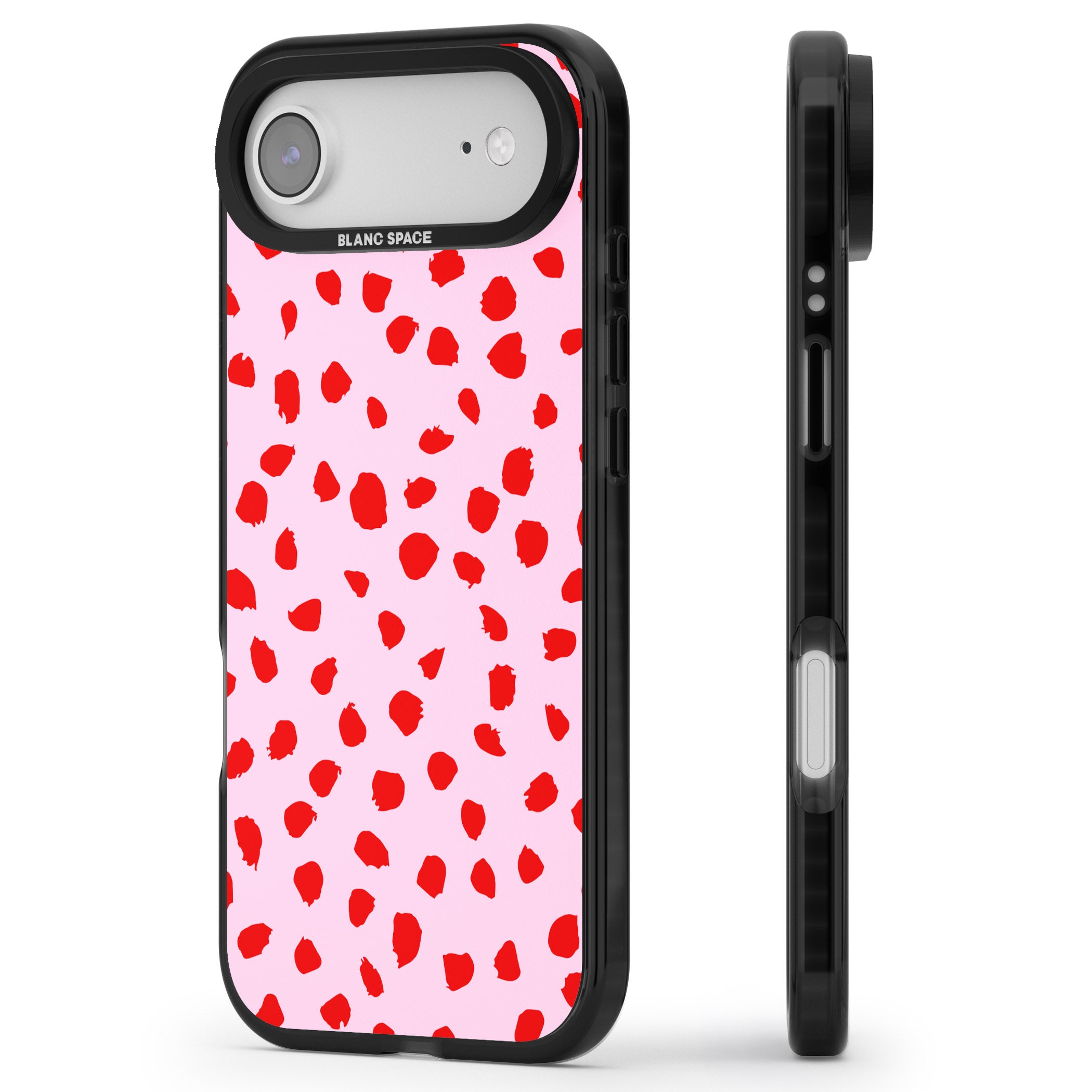 Red Polka Dot iPhone 17 Air Impact Black Phone Case Side Profile