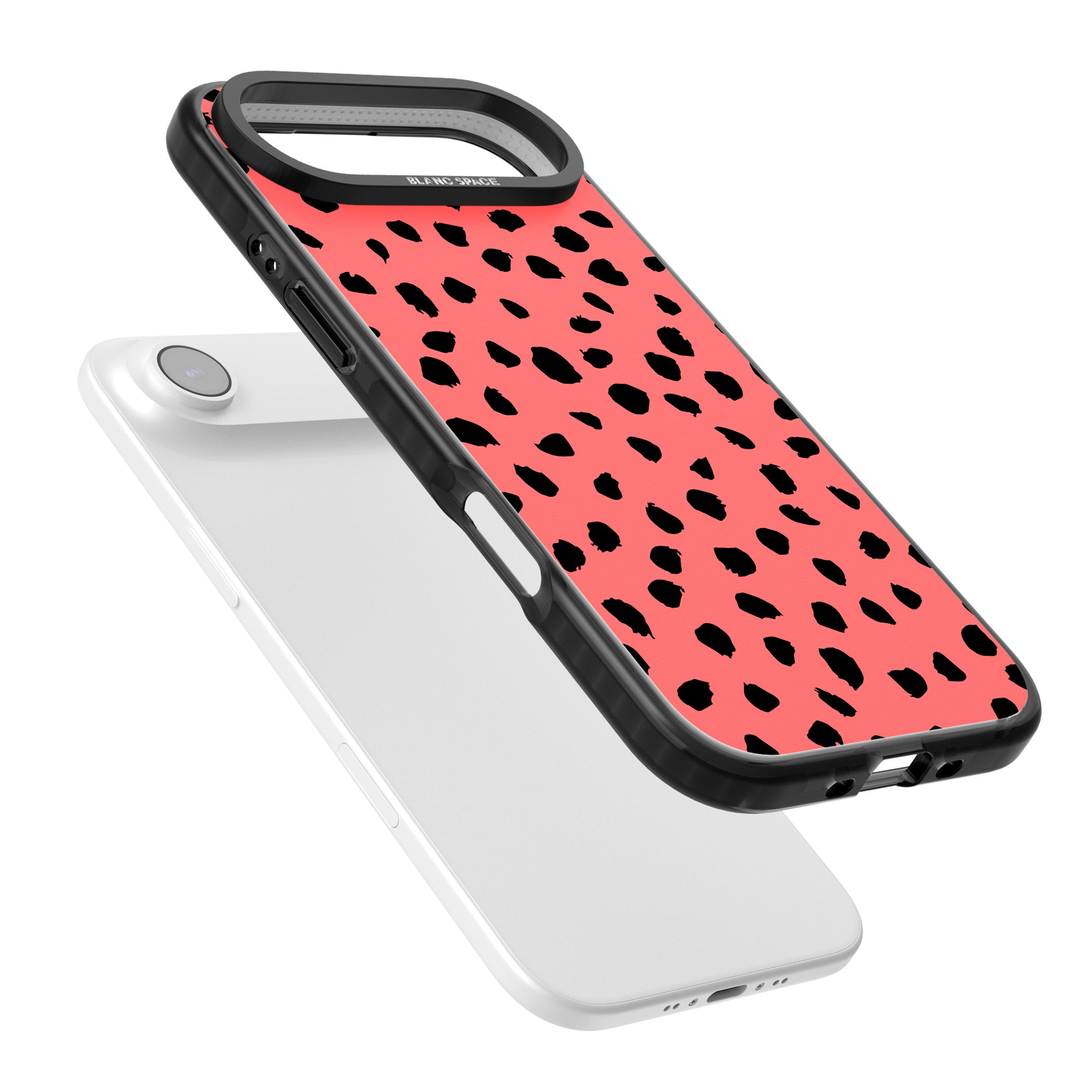 Black Dalmatian Spots On Coral iPhone 17 Air Impact Black Phone Case Colours