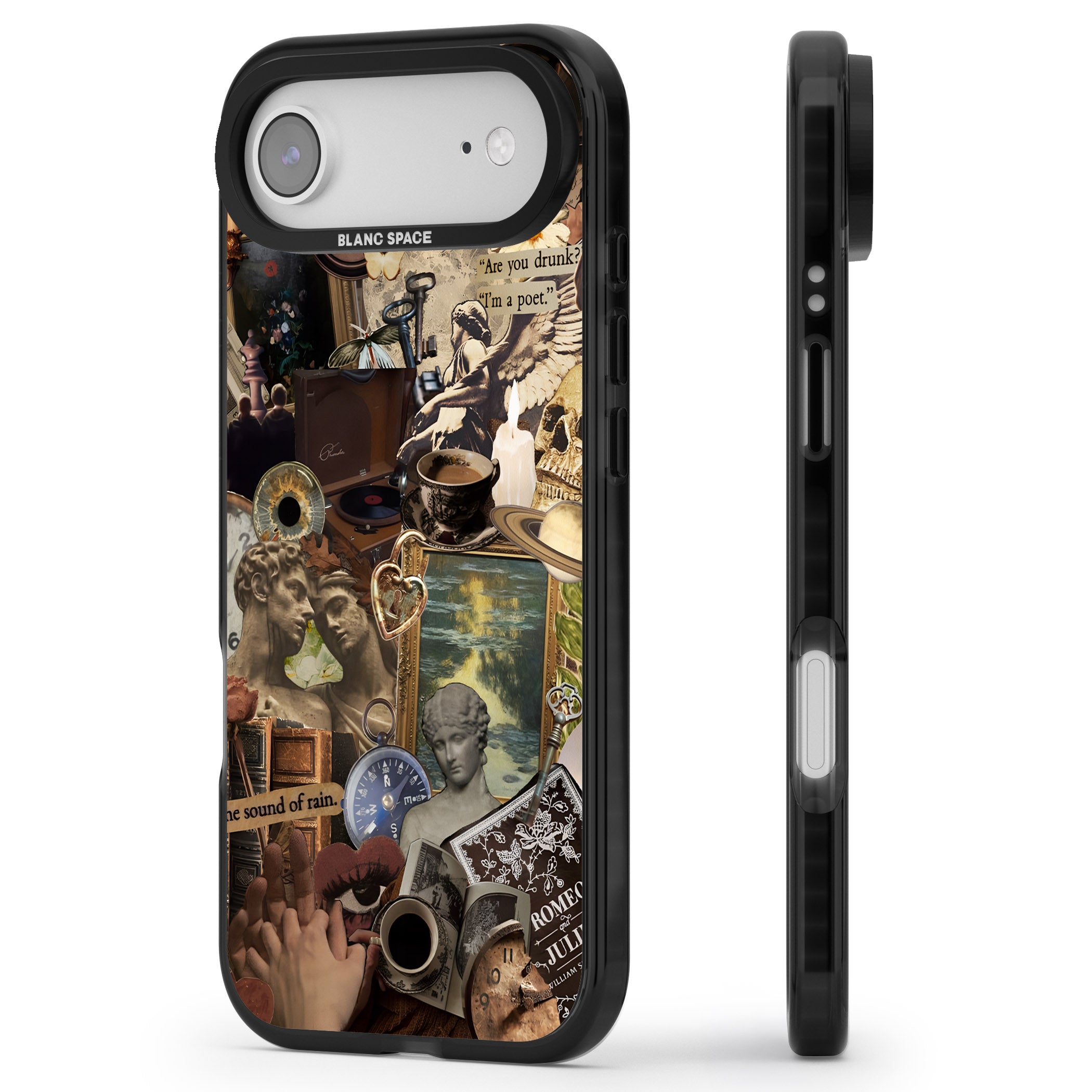 Vintage Academia Collage iPhone 17 Air Impact Black Phone Case Side Profile