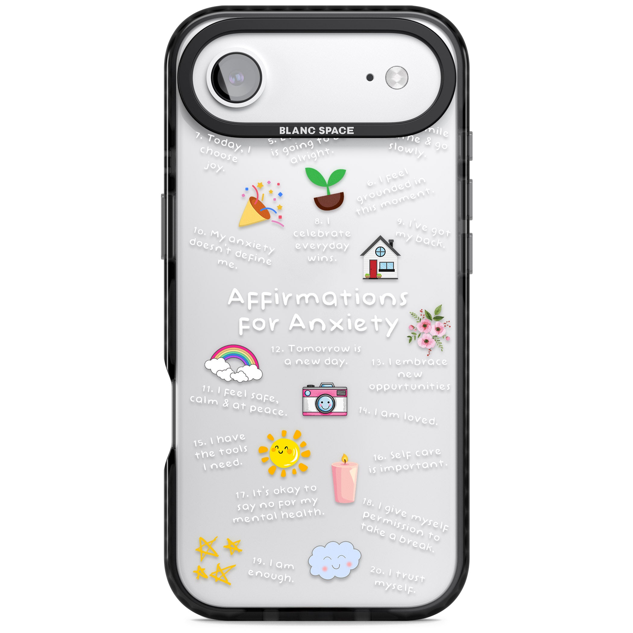 Anxiety White Text iPhone 17 Air Impact Black Phone Case