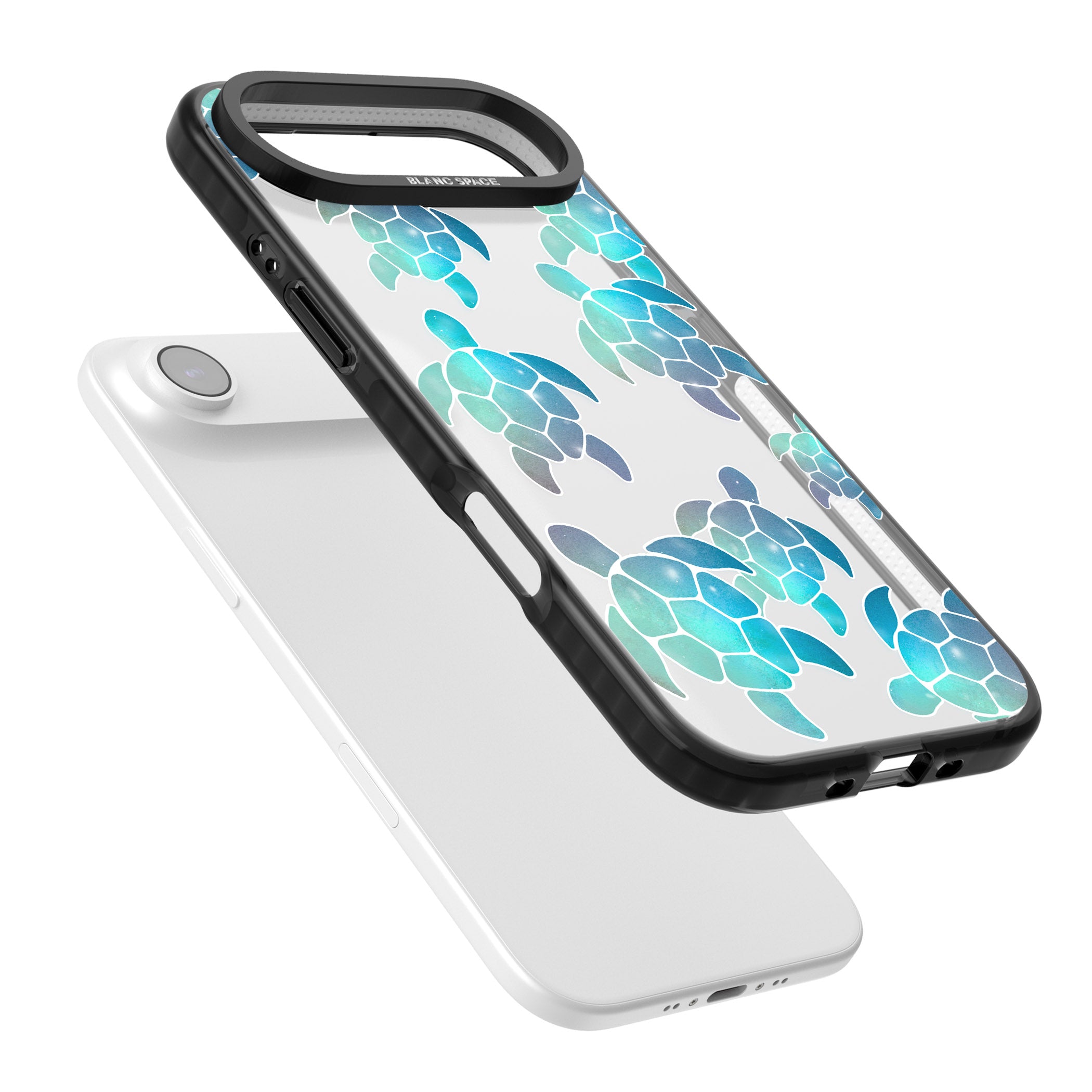 Aqua Space Turtles iPhone 17 Air Impact Black Phone Case Colours