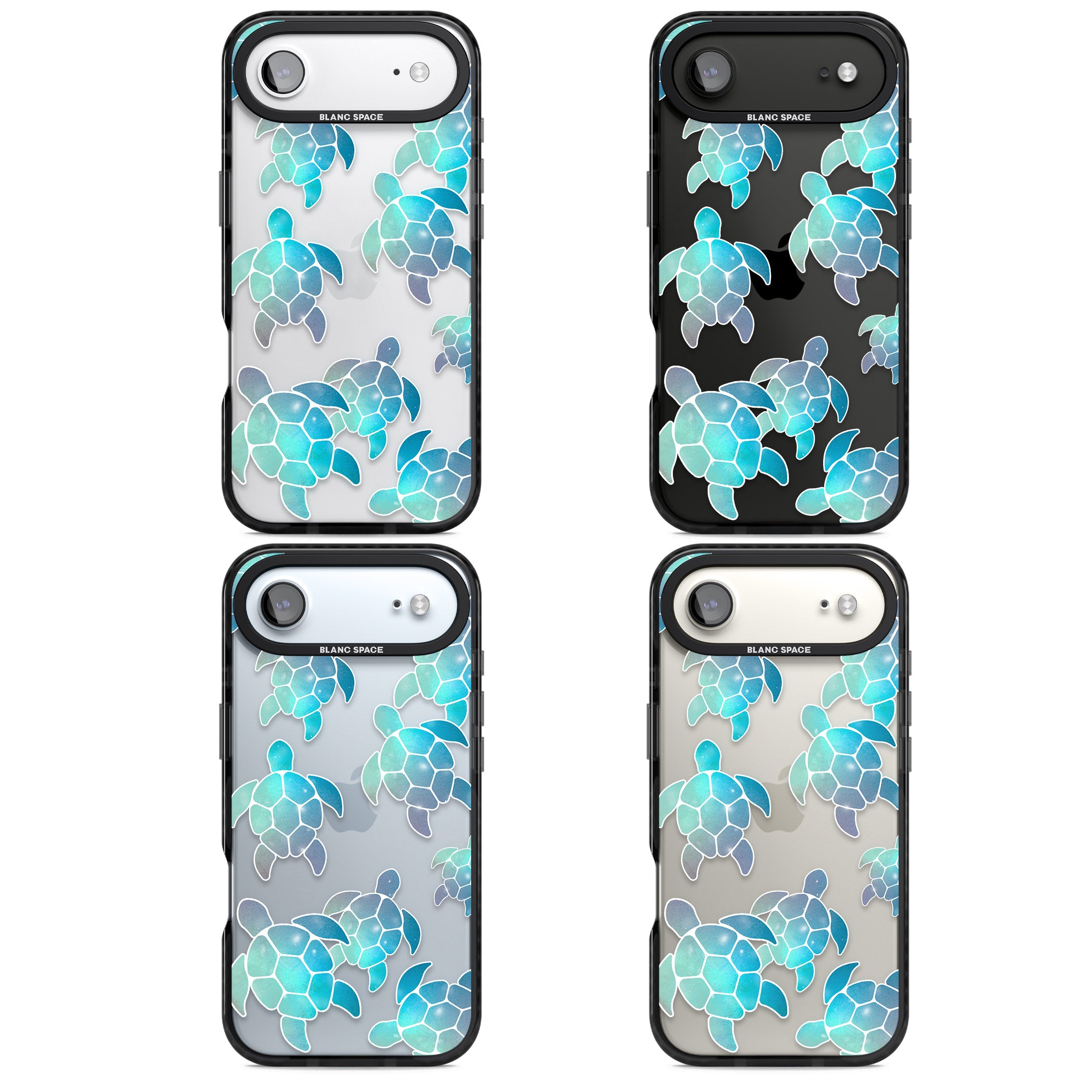 Aqua Space Turtles iPhone 17 Air Impact Black Phone Case APT Impact Protection