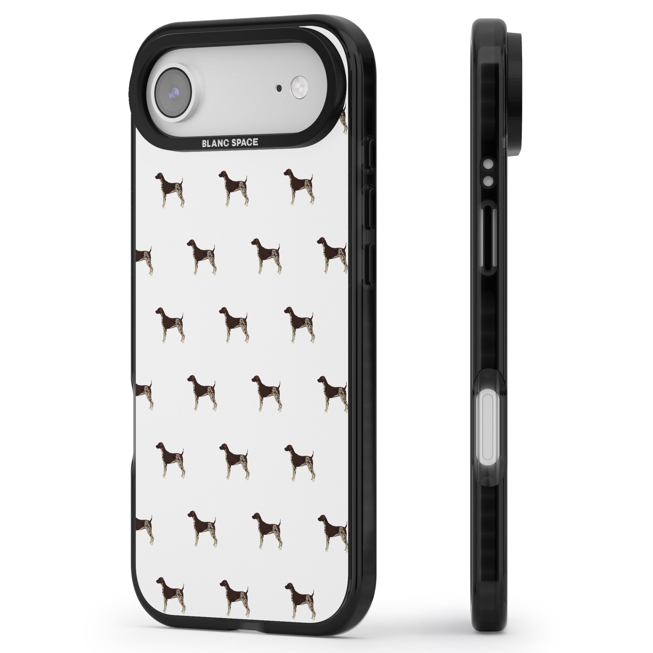German Shorthaired Pointer Pattern iPhone 17 Air Impact Black Phone Case Side Profile