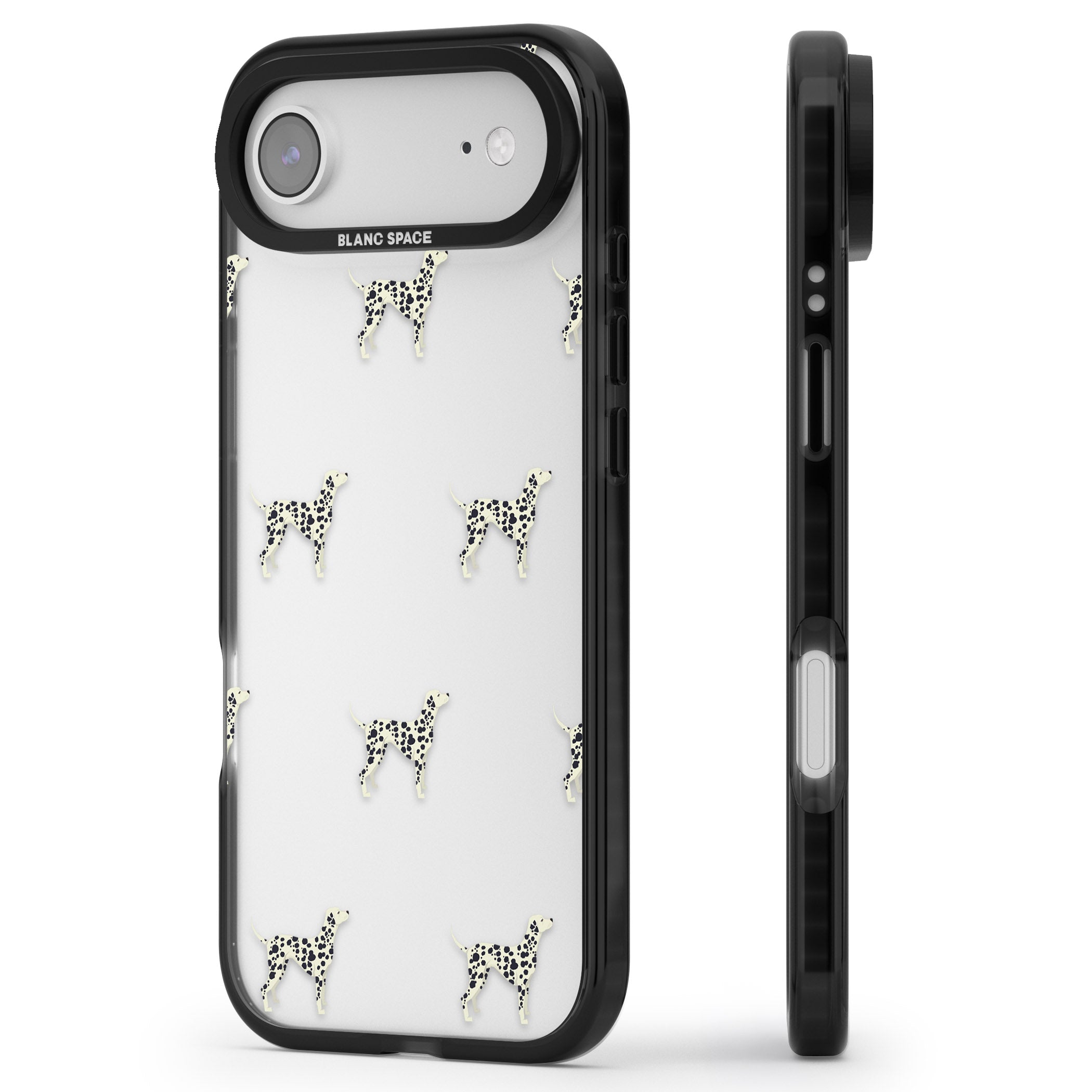 Dalmatian Dog Pattern iPhone 17 Air Impact Black Phone Case Side Profile