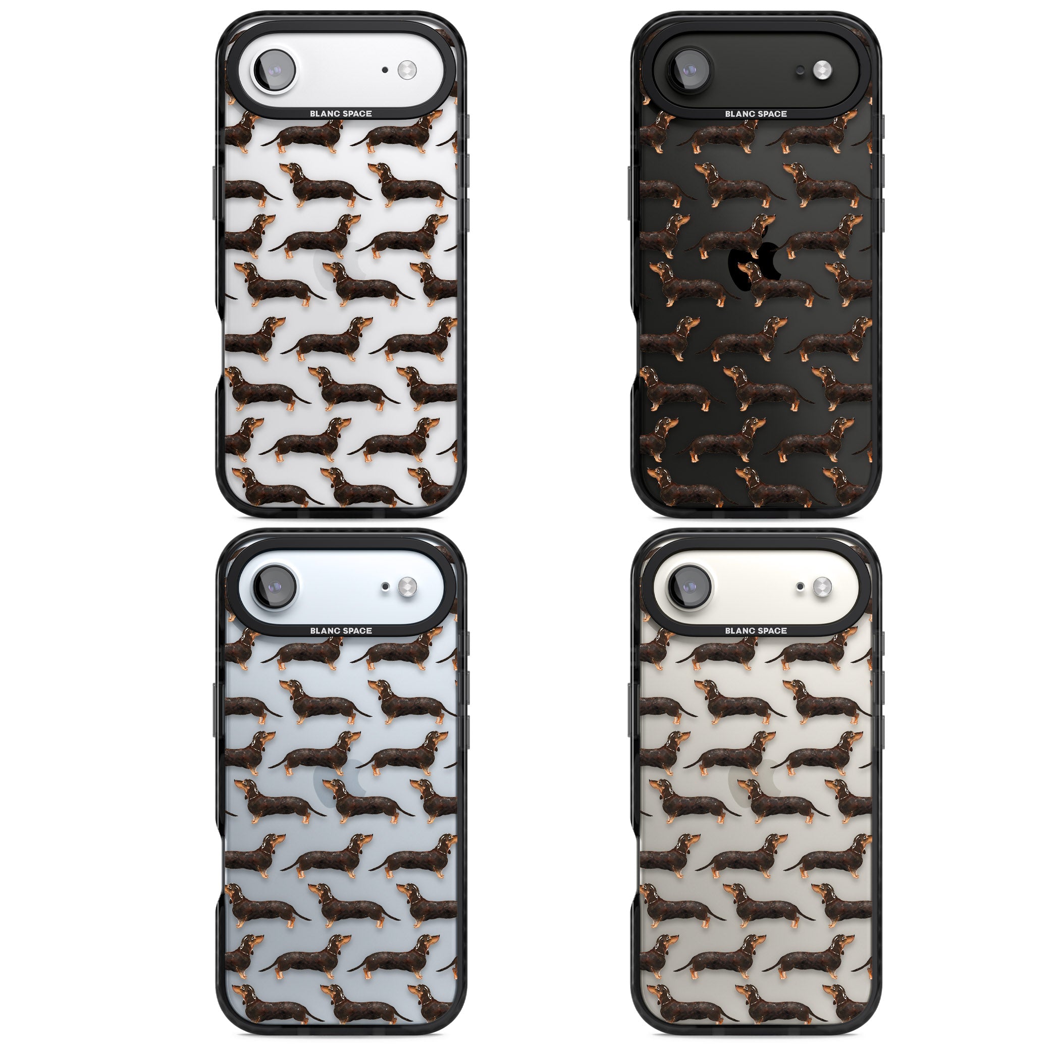 Dachshund Pattern Black Tan iPhone 17 Air Impact Black Phone Case APT Impact Protection