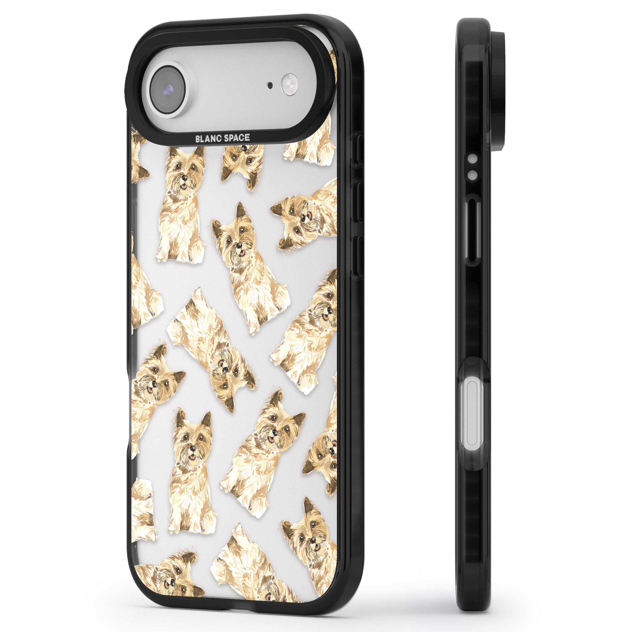 Cairn Terrier Watercolor iPhone 17 Air Impact Black Phone Case Side Profile