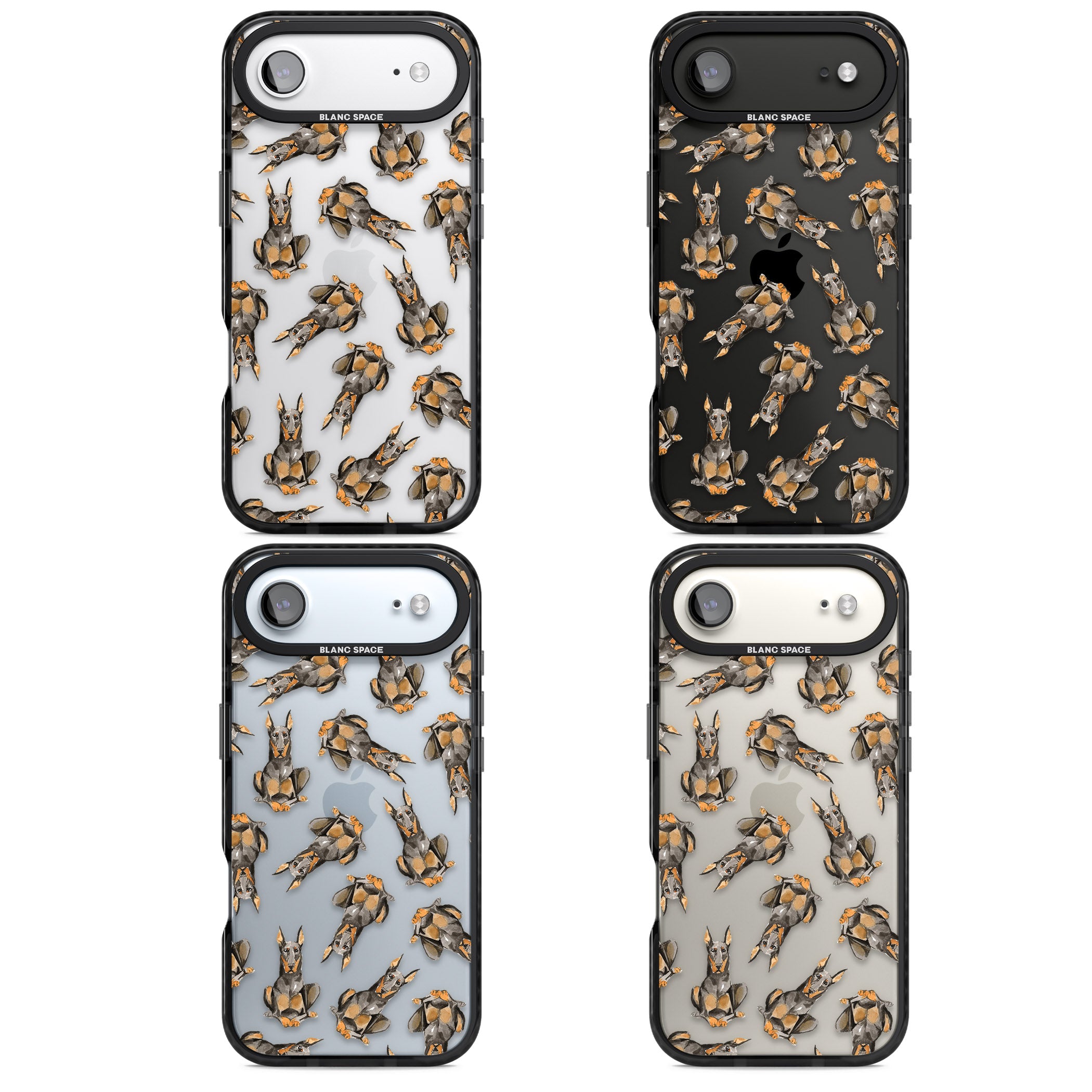 Doberman Watercolor Dog iPhone 17 Air Impact Black Phone Case APT Impact Protection