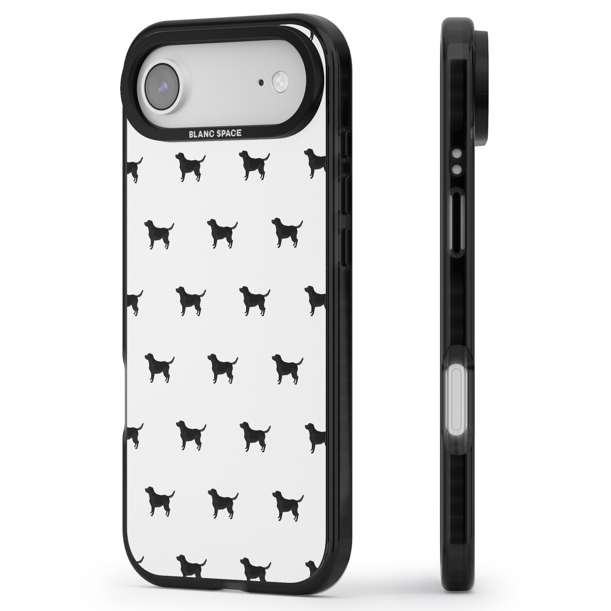 Black Labrador Spot Pattern iPhone 17 Air Impact Black Phone Case Side Profile