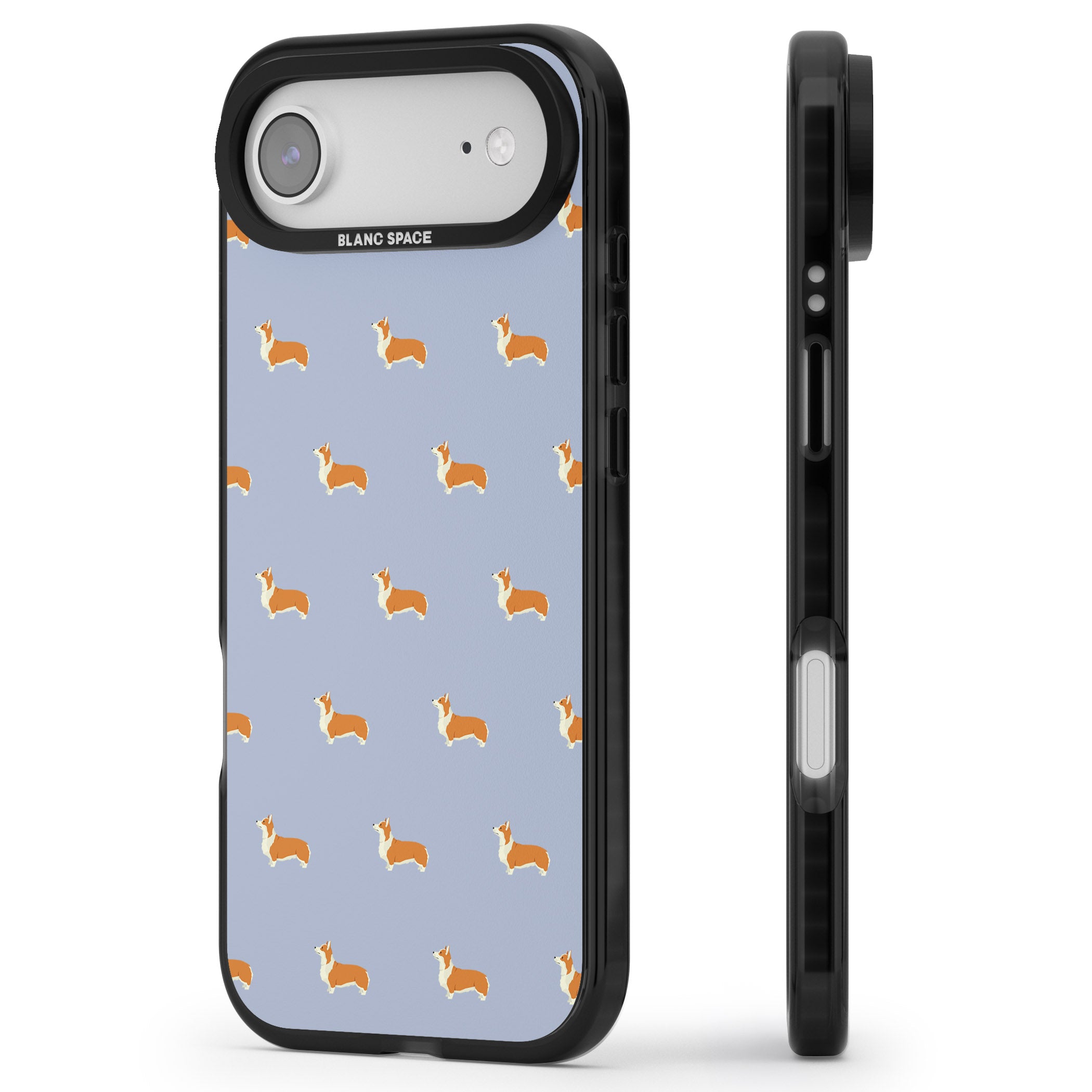 Corgi Pattern iPhone 17 Air Impact Black Phone Case Side Profile