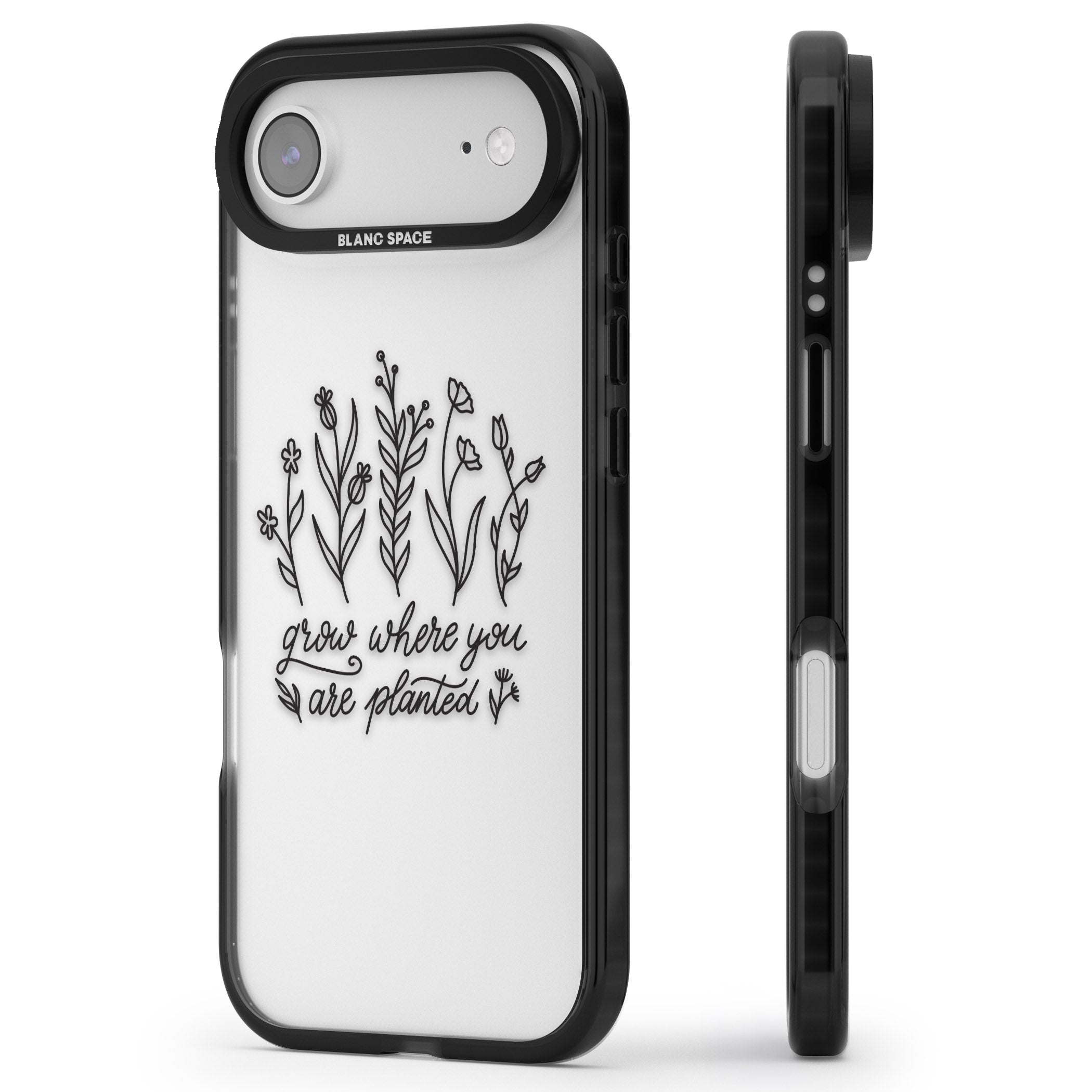 Grow Where You Are Planted iPhone 17 Air Impact Black Phone Case Side Profile