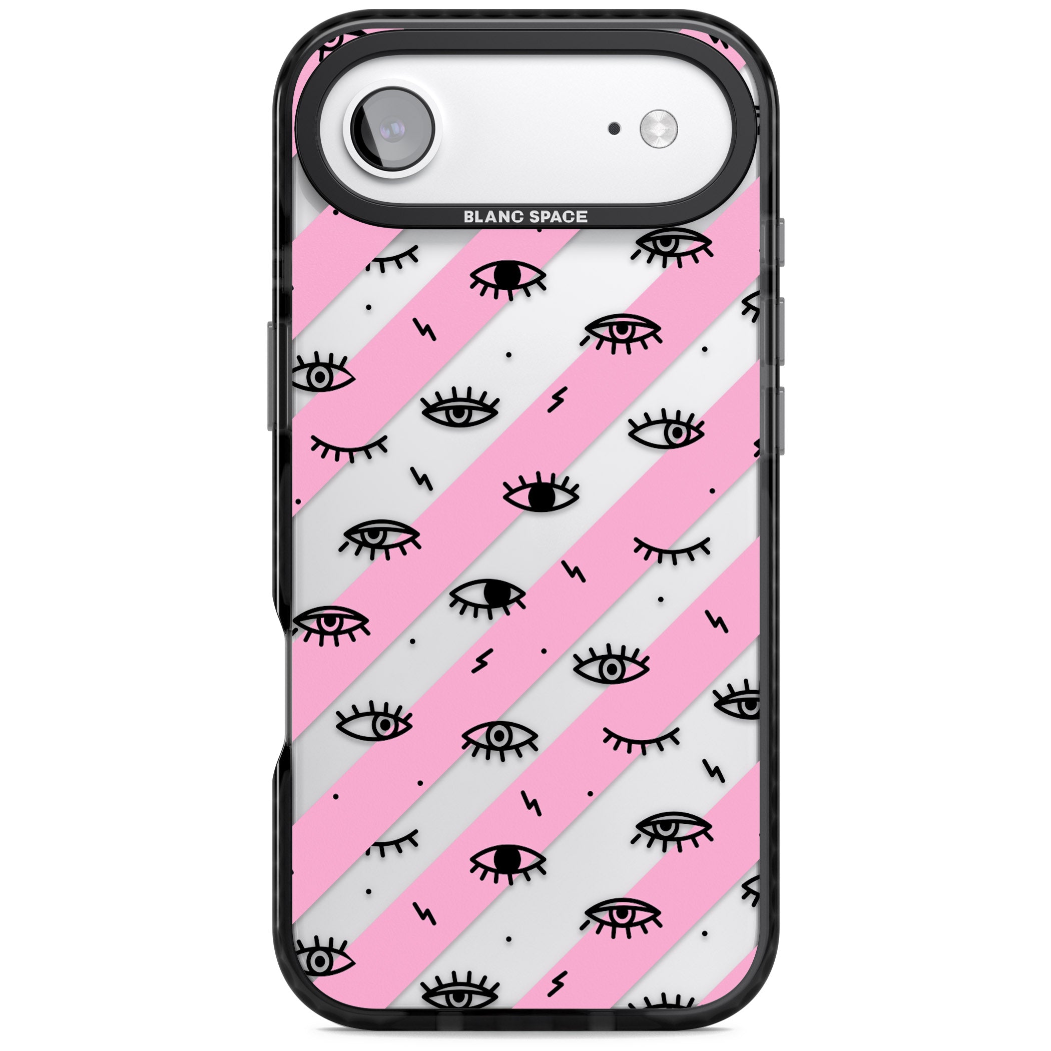 Pink Stripe Eyes iPhone 17 Air Impact Black Phone Case