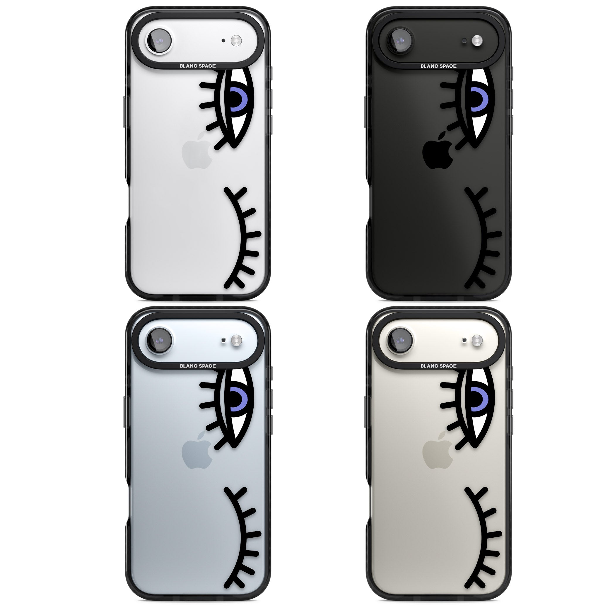 Winking Eyes Transparent Pattern iPhone 17 Air Impact Black Phone Case APT Impact Protection