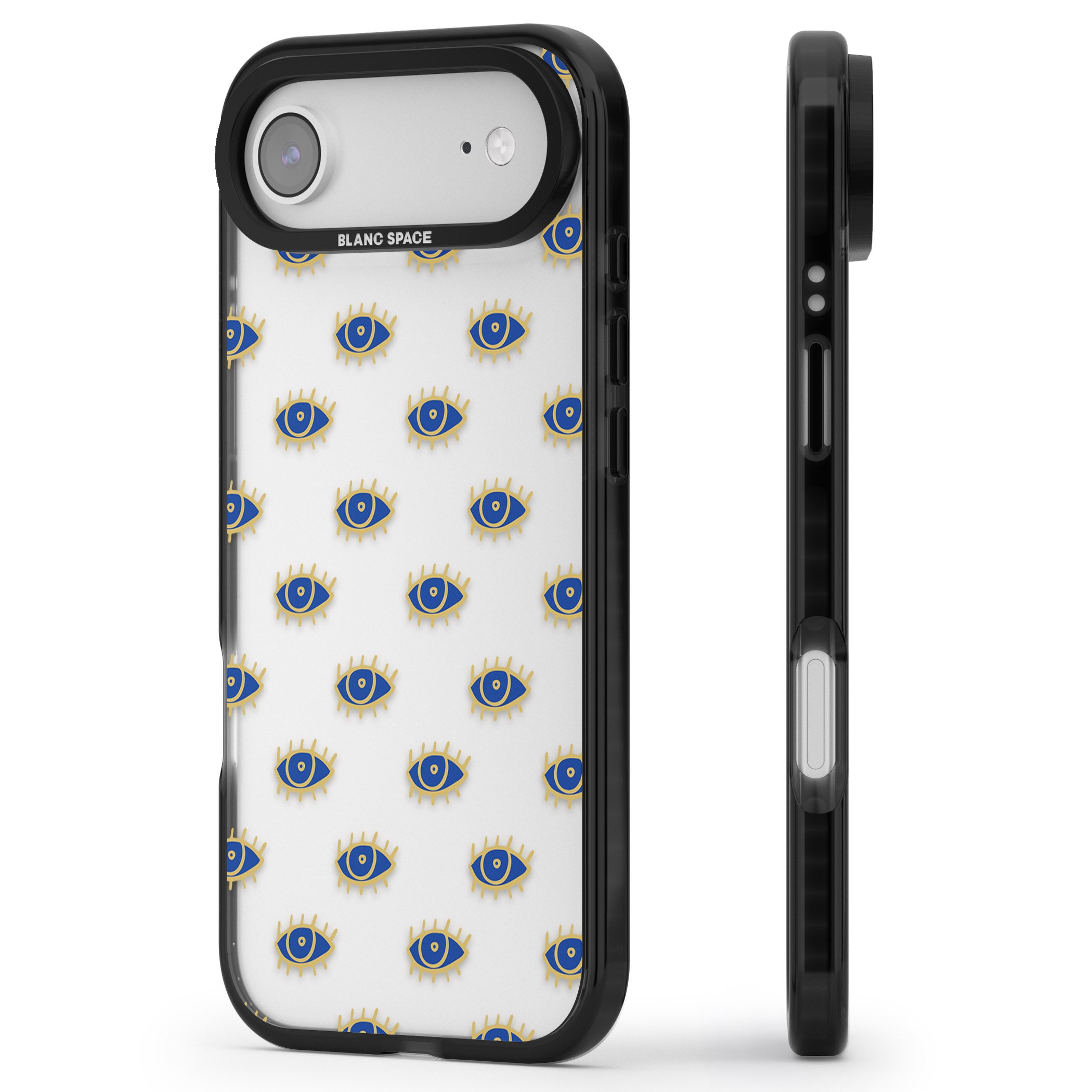 Psychedelic Eyes Pattern Classic iPhone 17 Air Impact Black Phone Case Side Profile
