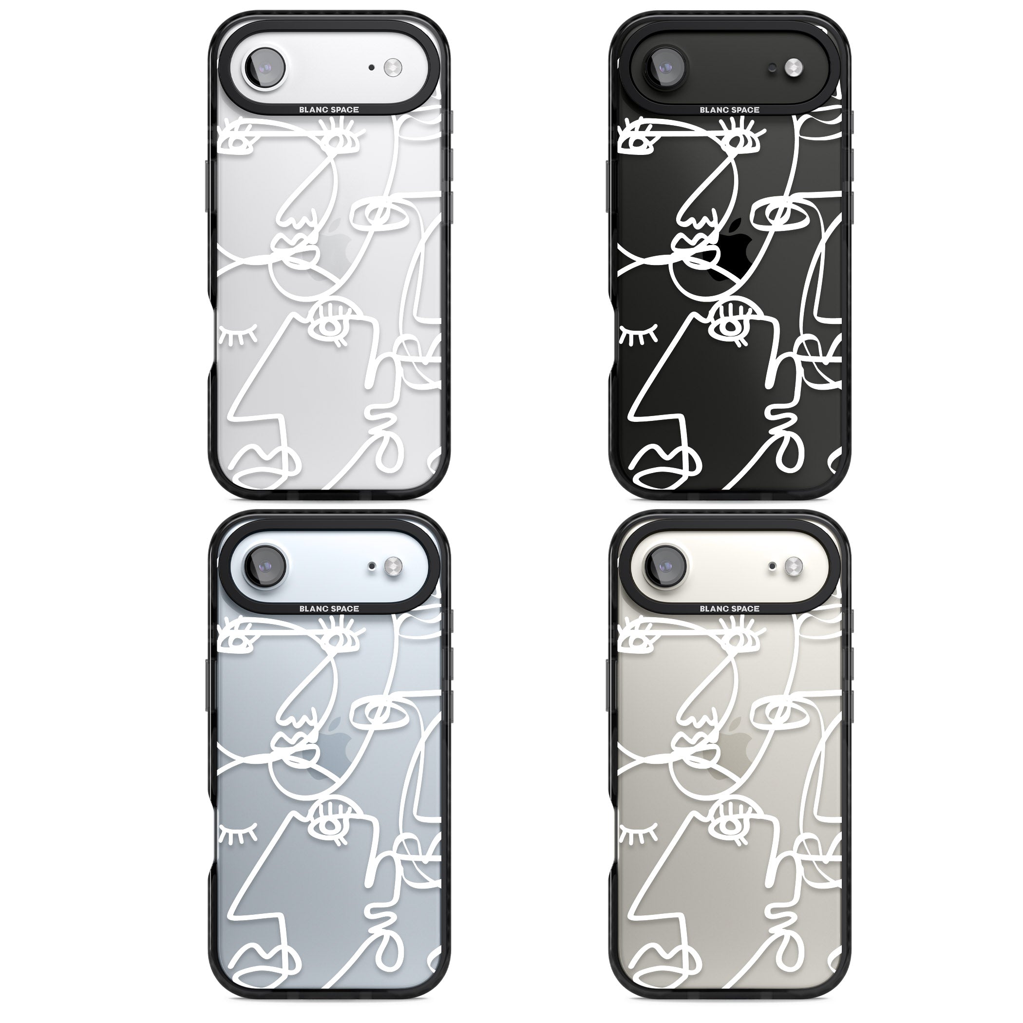 Abstract Line Art White Clear iPhone 17 Air Impact Black Phone Case APT Impact Protection
