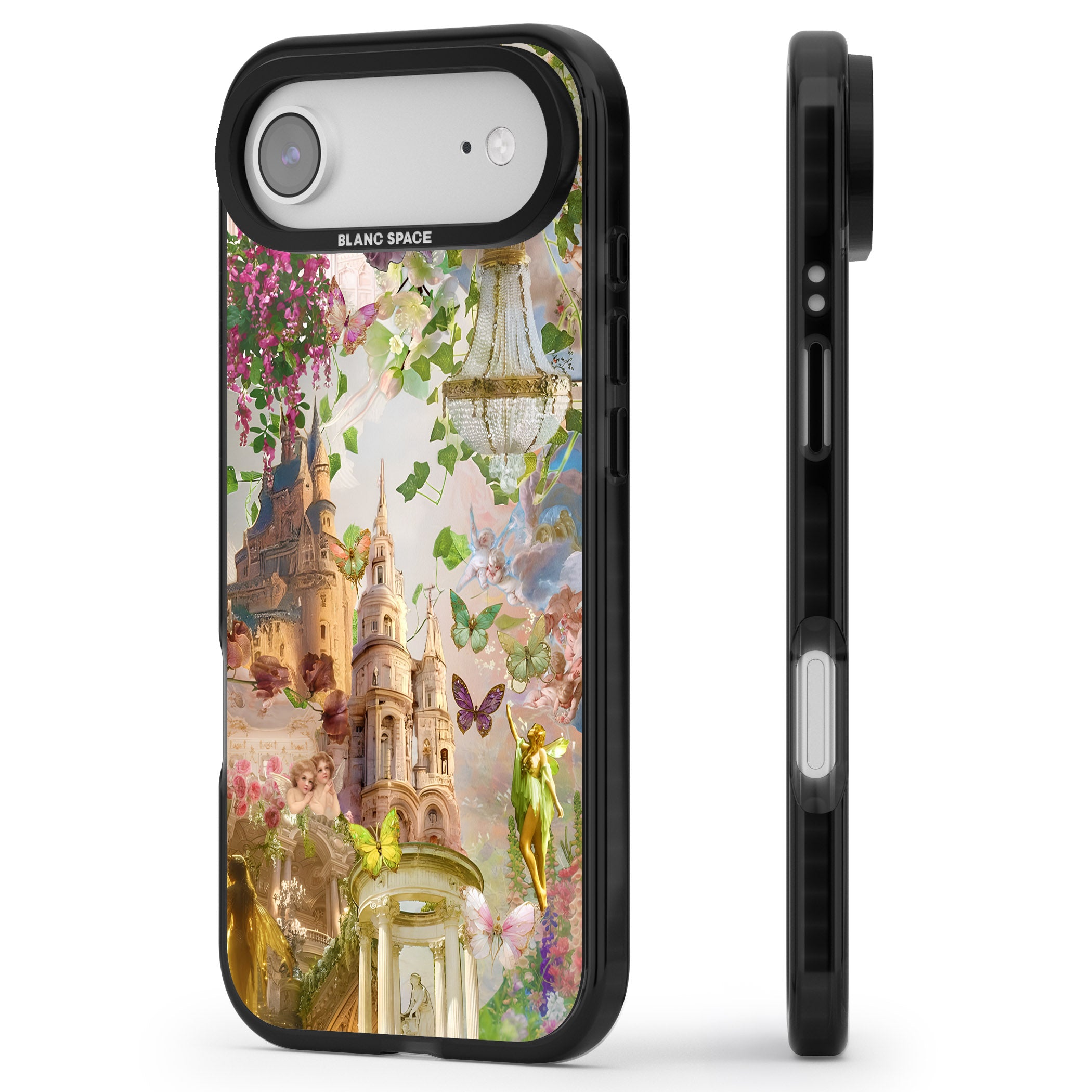 Fairies & Castles Collage iPhone 17 Air Impact Black Phone Case Side Profile