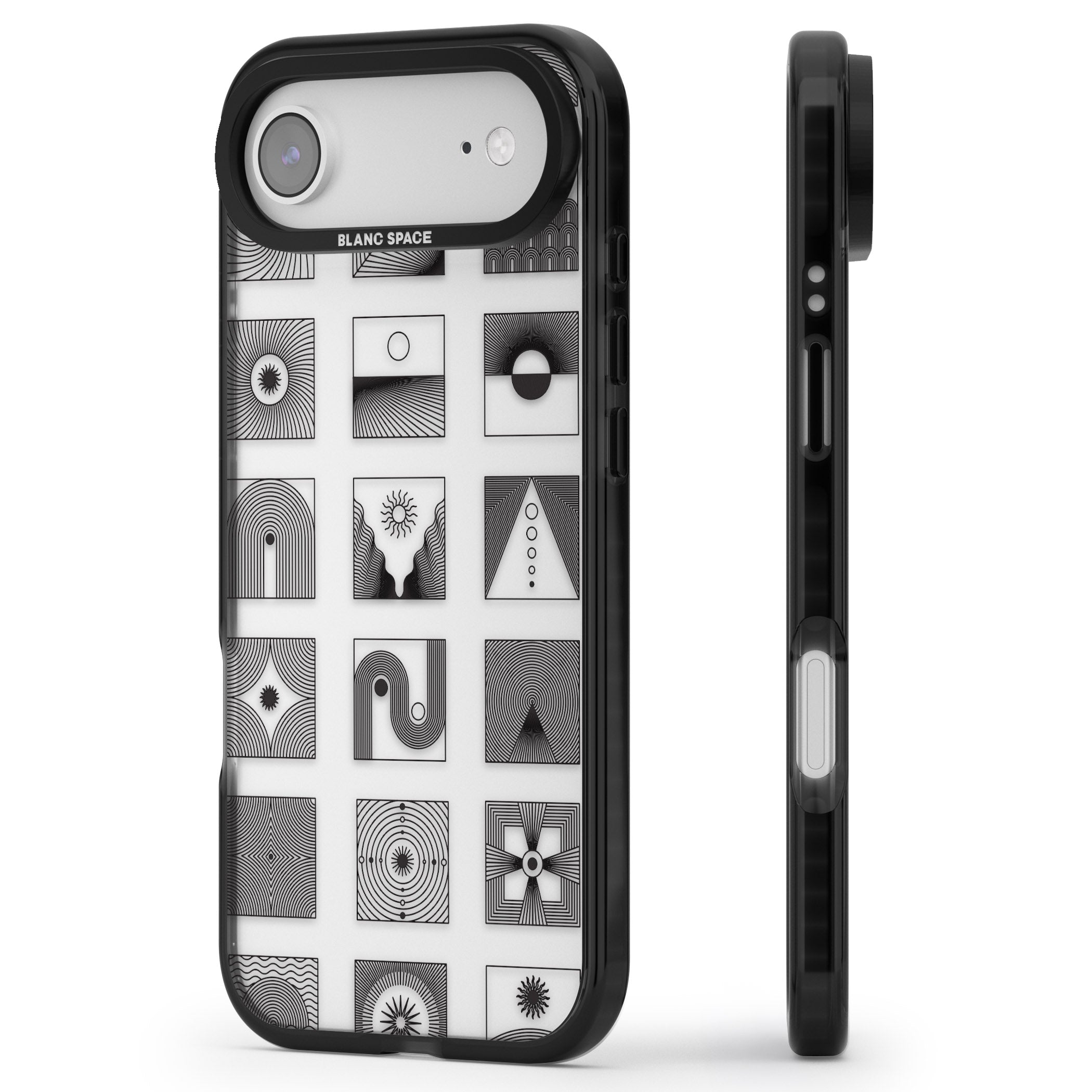 Abstract Geometric iPhone 17 Air Impact Black Phone Case Side Profile