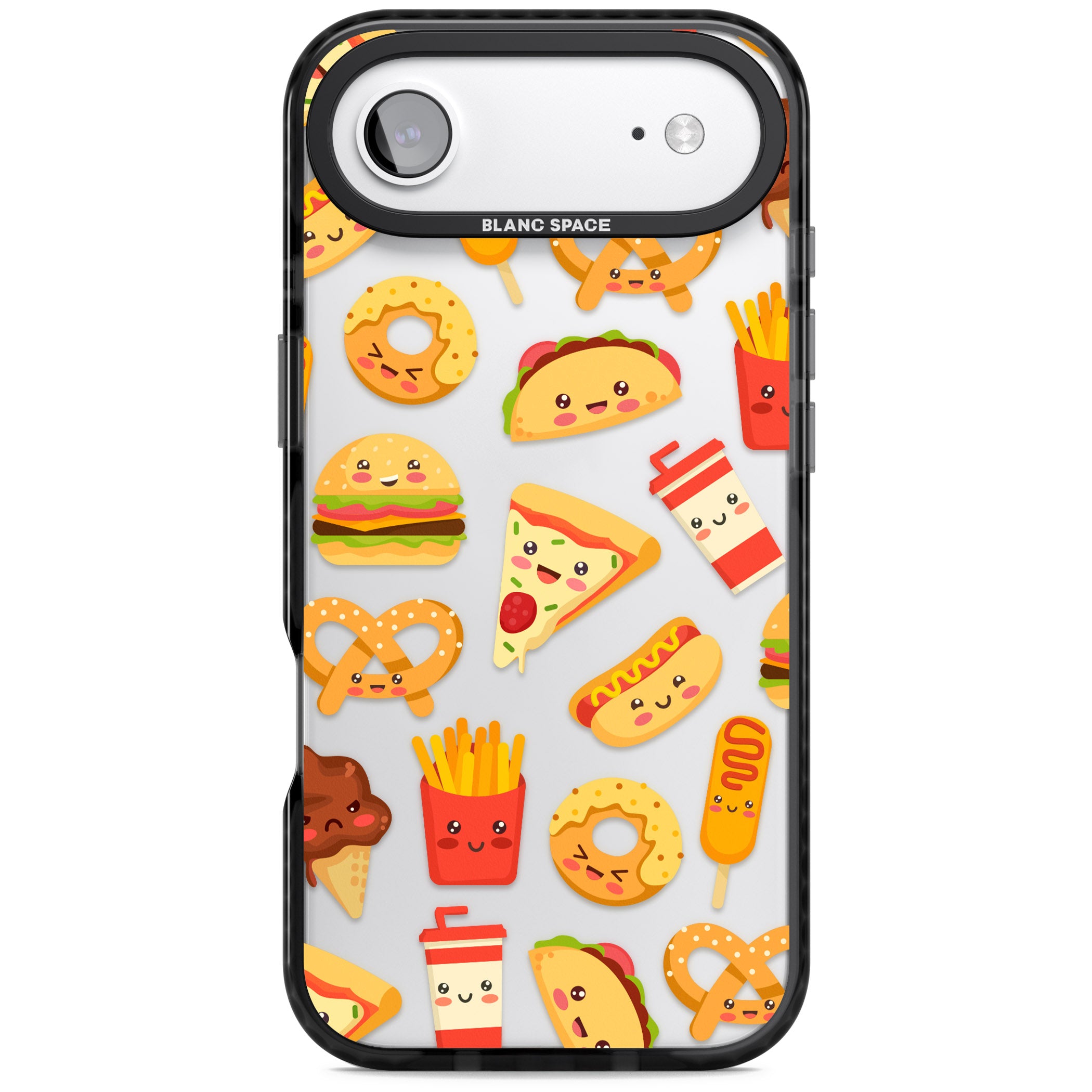 Fast Food Patterns Kawaii Fast Food Mix iPhone 17 Air Impact Black Phone Case