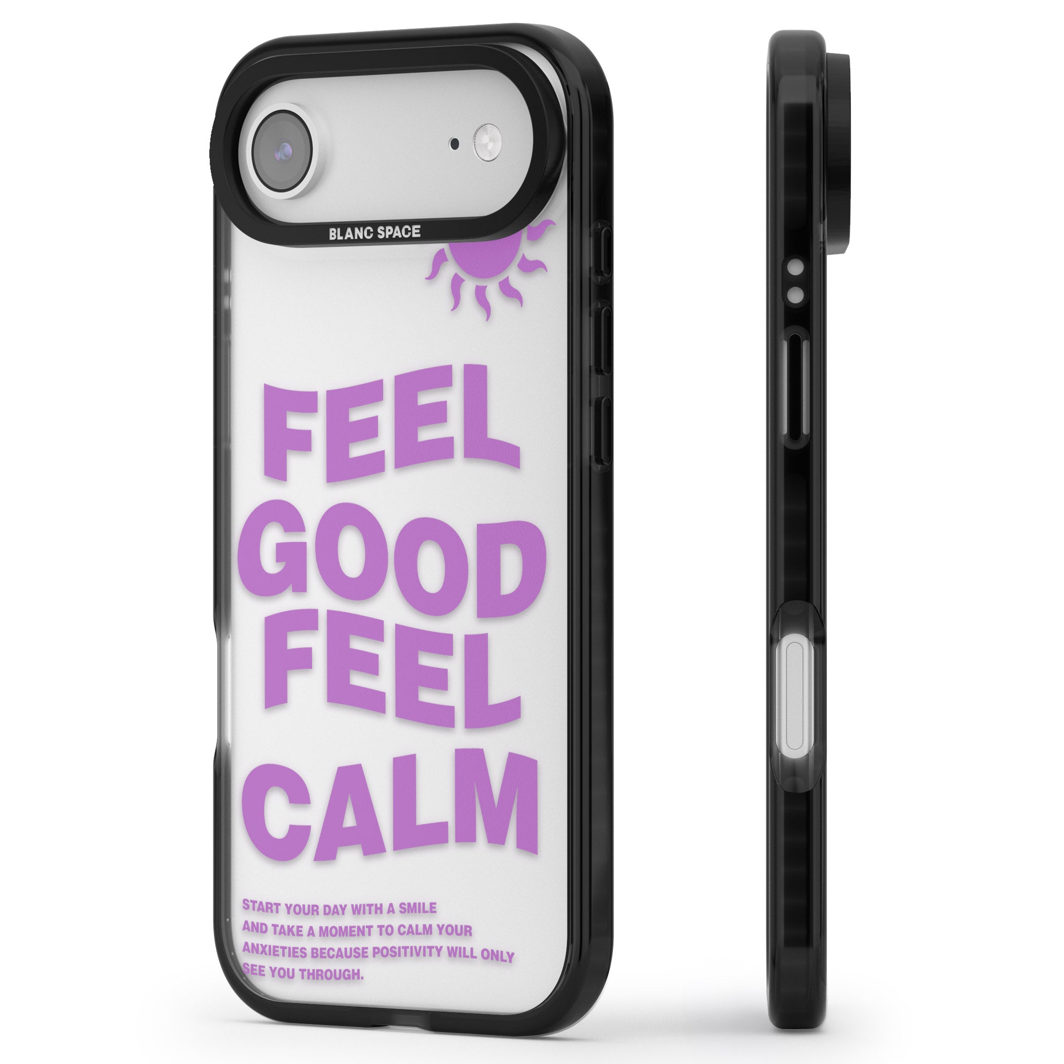 Feel Good Feel Calm (Purple) iPhone 17 Air Impact Black Phone Case Side Profile