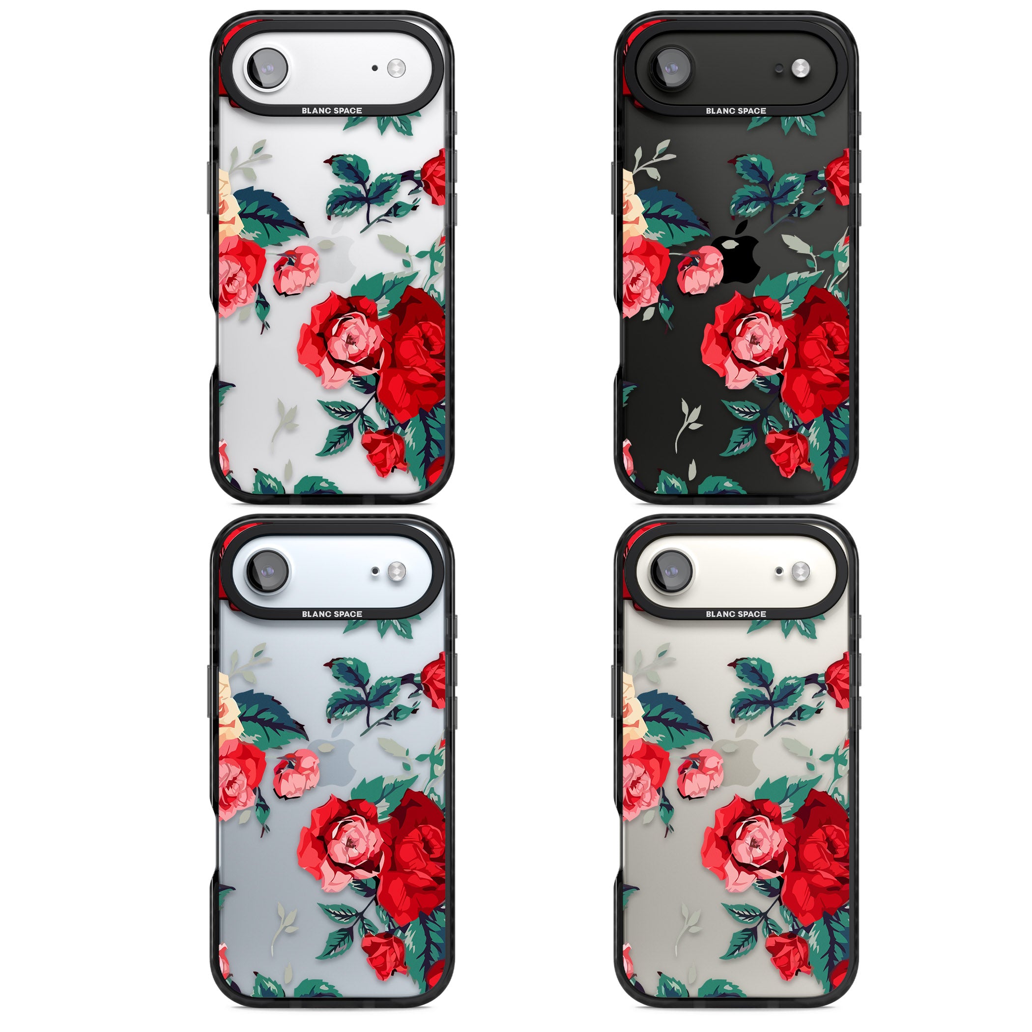 Rose Pattern iPhone 17 Air Impact Black Phone Case APT Impact Protection