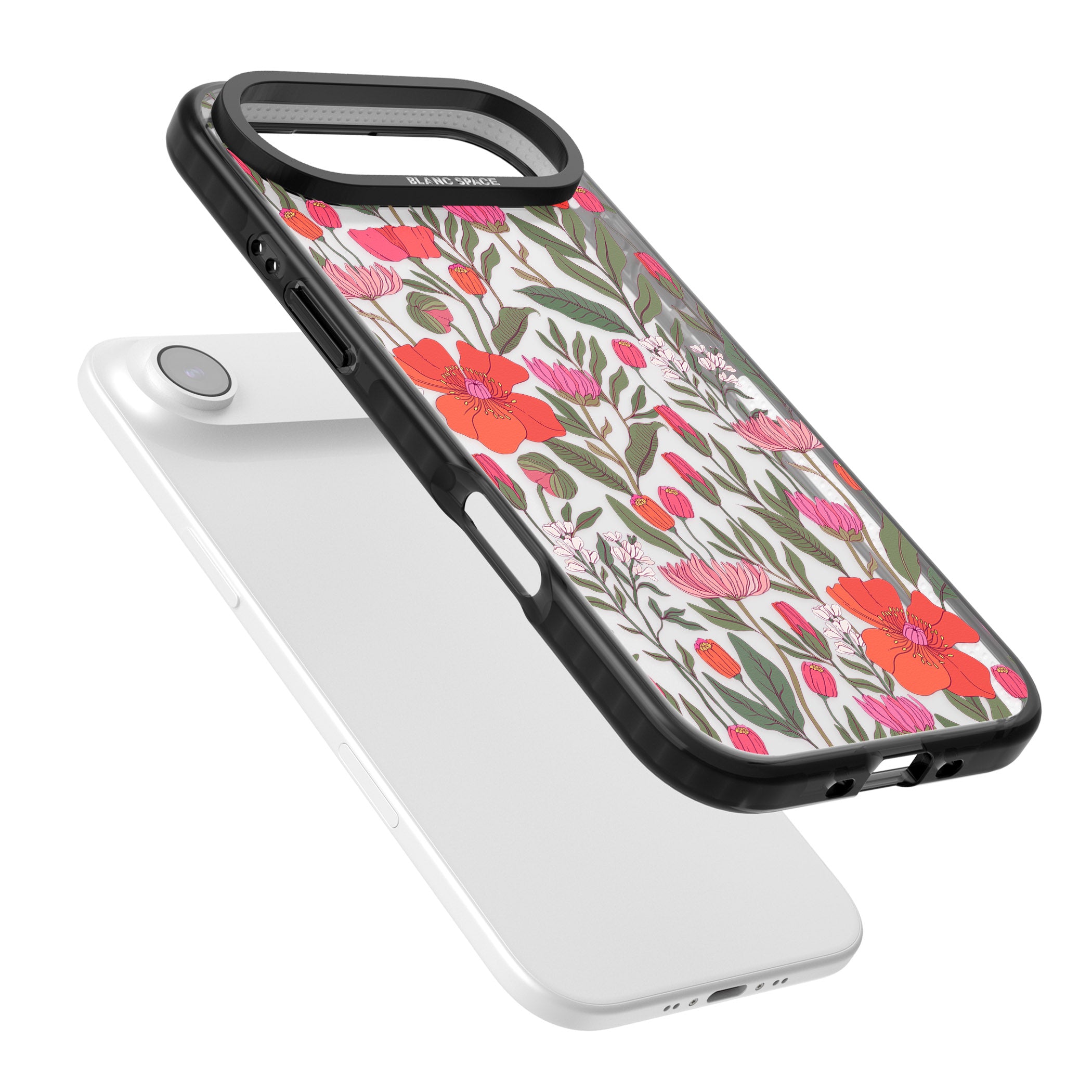 Peachy Floral iPhone 17 Air Impact Black Phone Case Colours