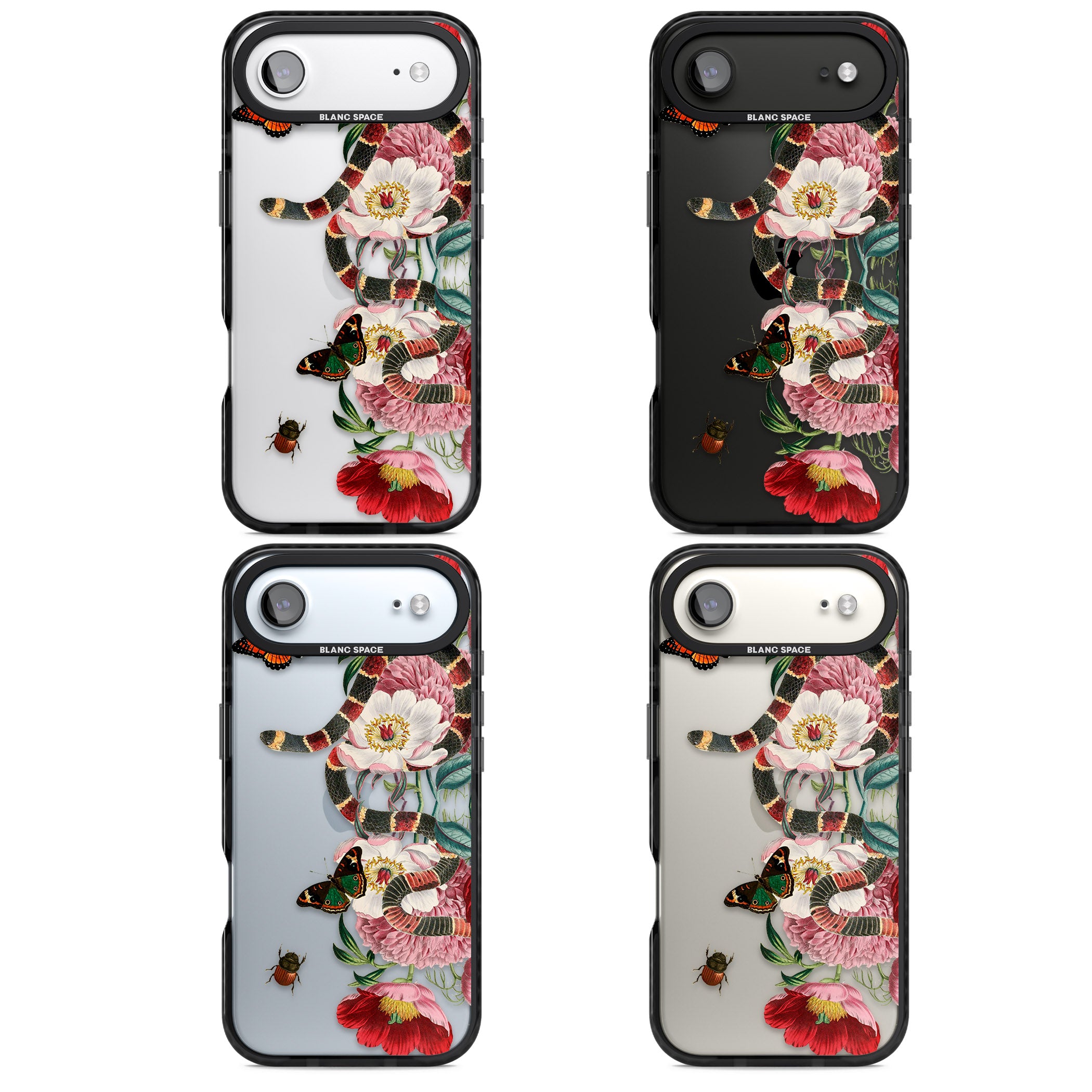 Floral Snake iPhone 17 Air Impact Black Phone Case APT Impact Protection