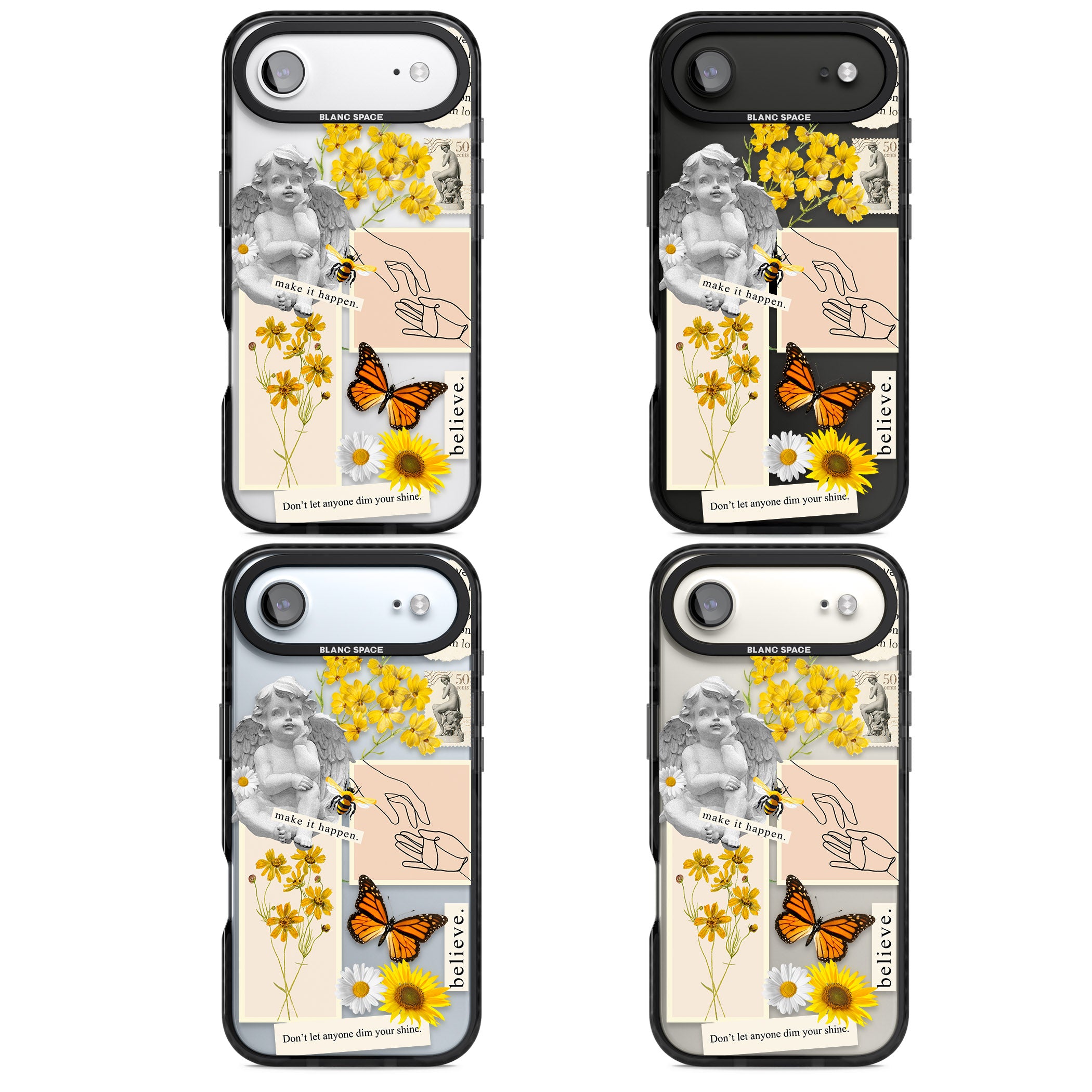 Vintage Wildflower Collage iPhone 17 Air Impact Black Phone Case APT Impact Protection