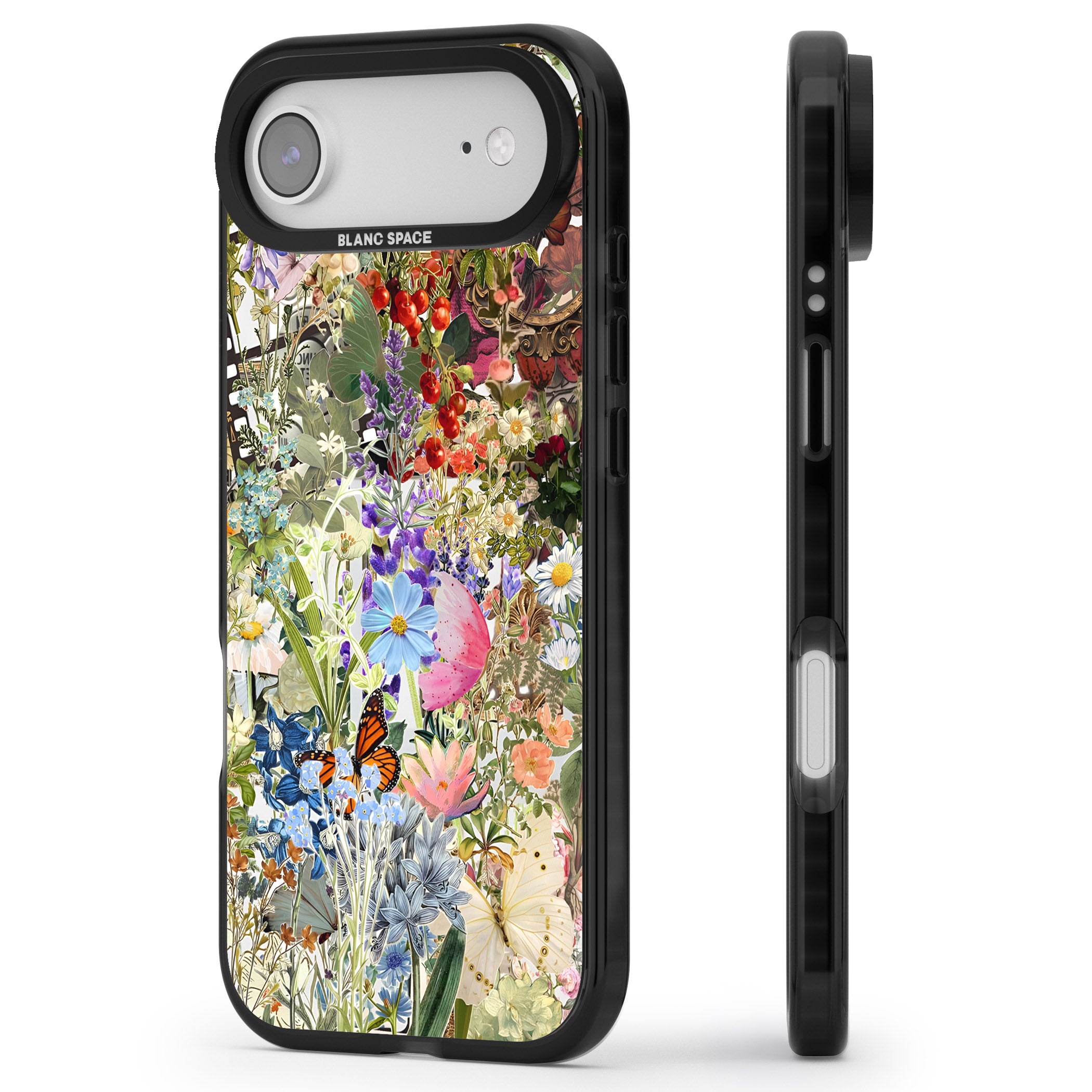 Flower Mix Collage iPhone 17 Air Impact Black Phone Case Side Profile