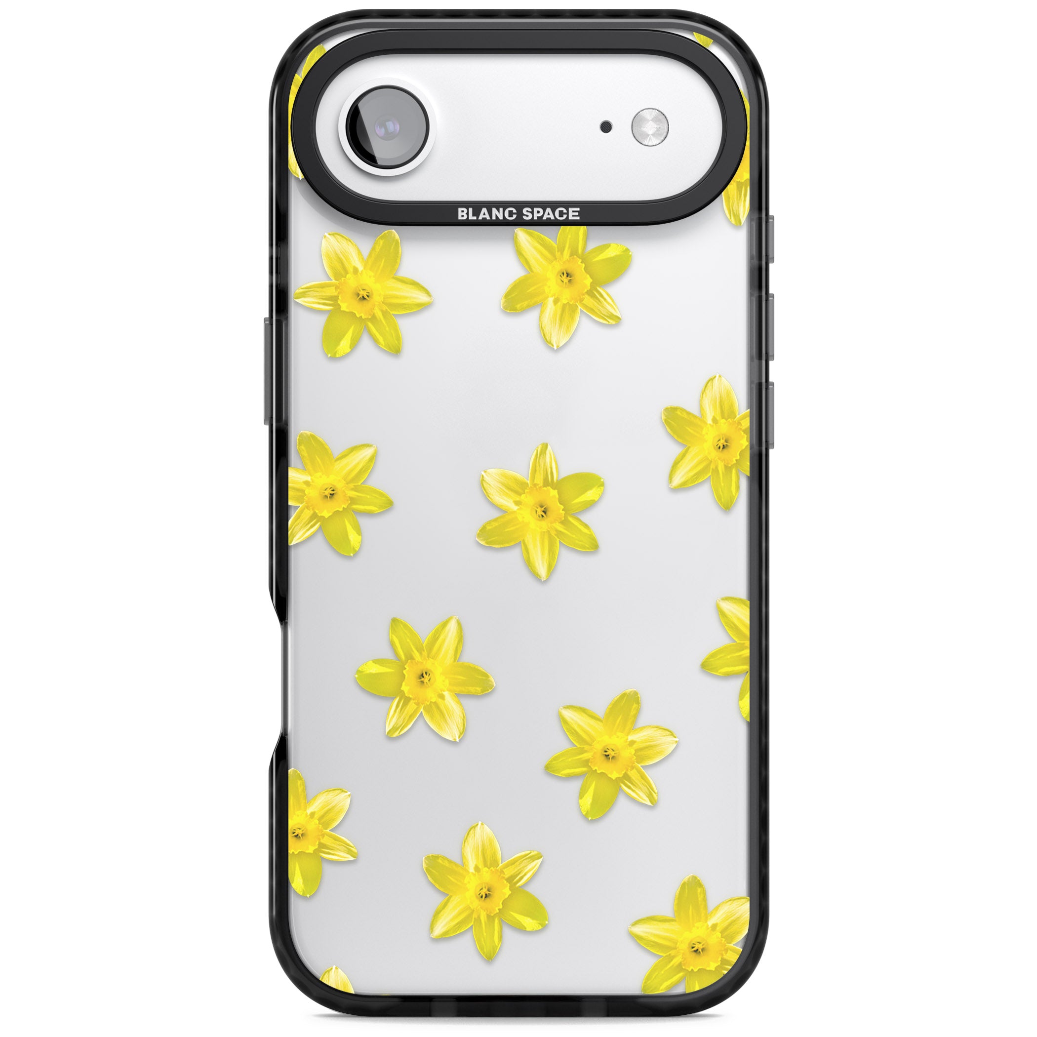 Daffodils Transparent Pattern iPhone 17 Air Impact Black Phone Case