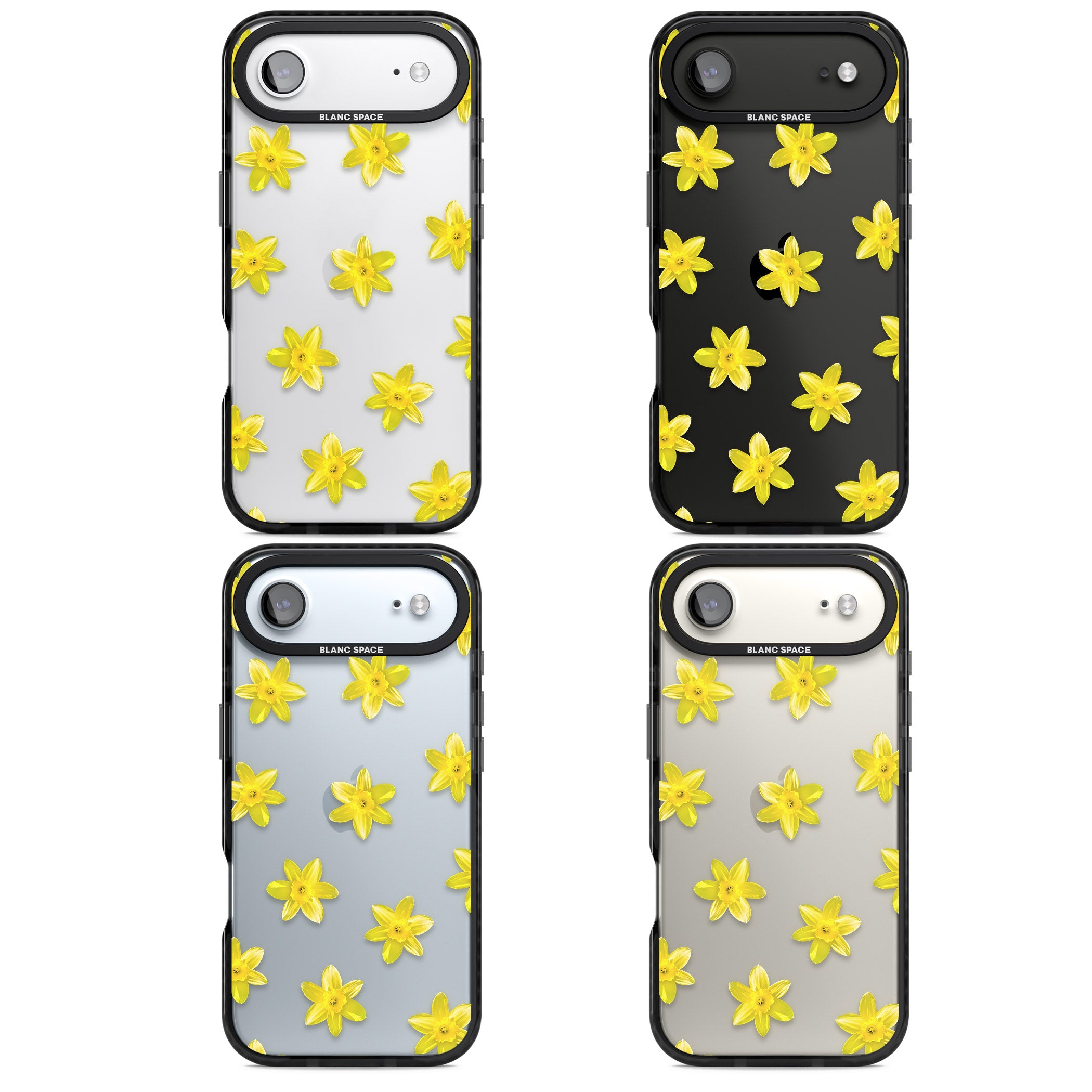 Daffodils Transparent Pattern iPhone 17 Air Impact Black Phone Case APT Impact Protection