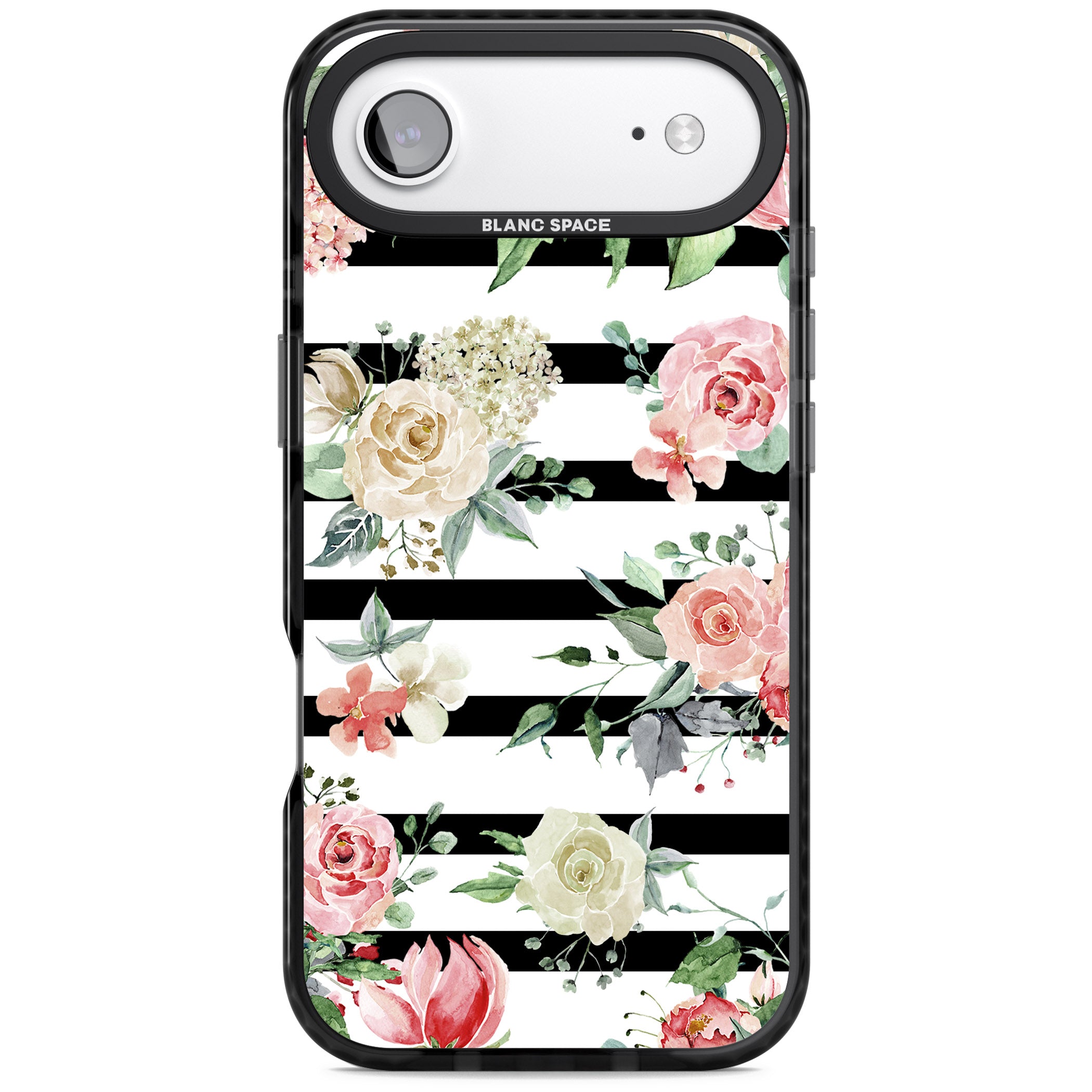 Floral Stripes iPhone 17 Air Impact Black Phone Case