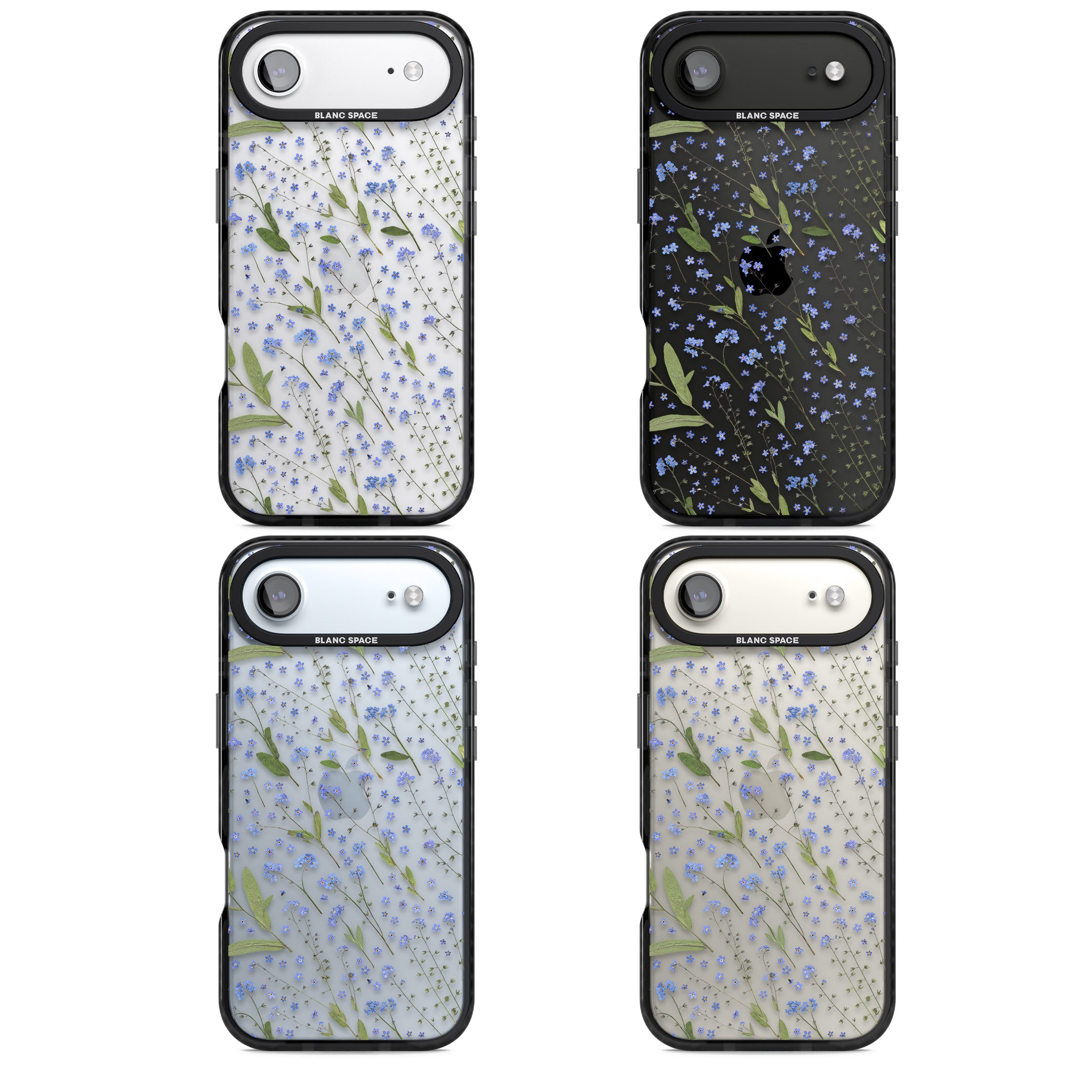 Blue Meadow Floral iPhone 17 Air Impact Black Phone Case APT Impact Protection