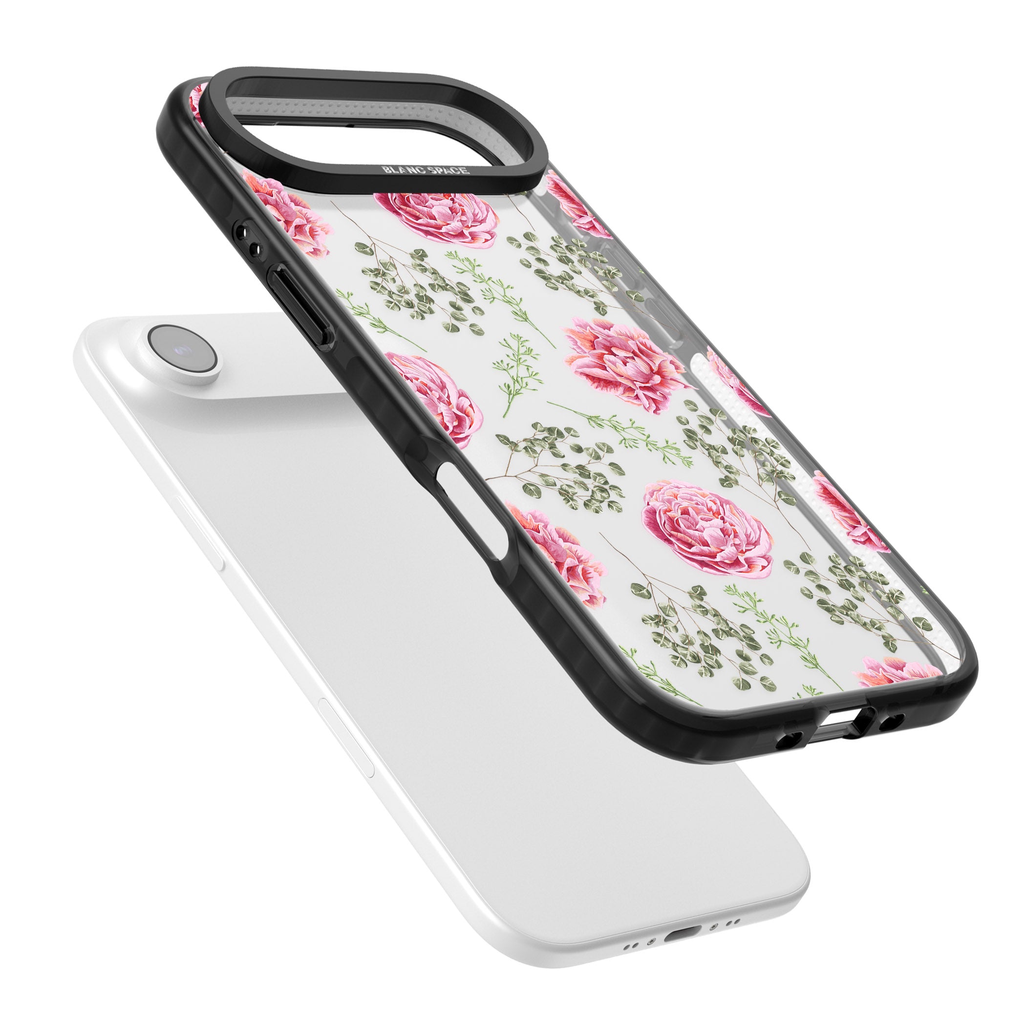 Roses & Eucalyptus Floral iPhone 17 Air Impact Black Phone Case Colours