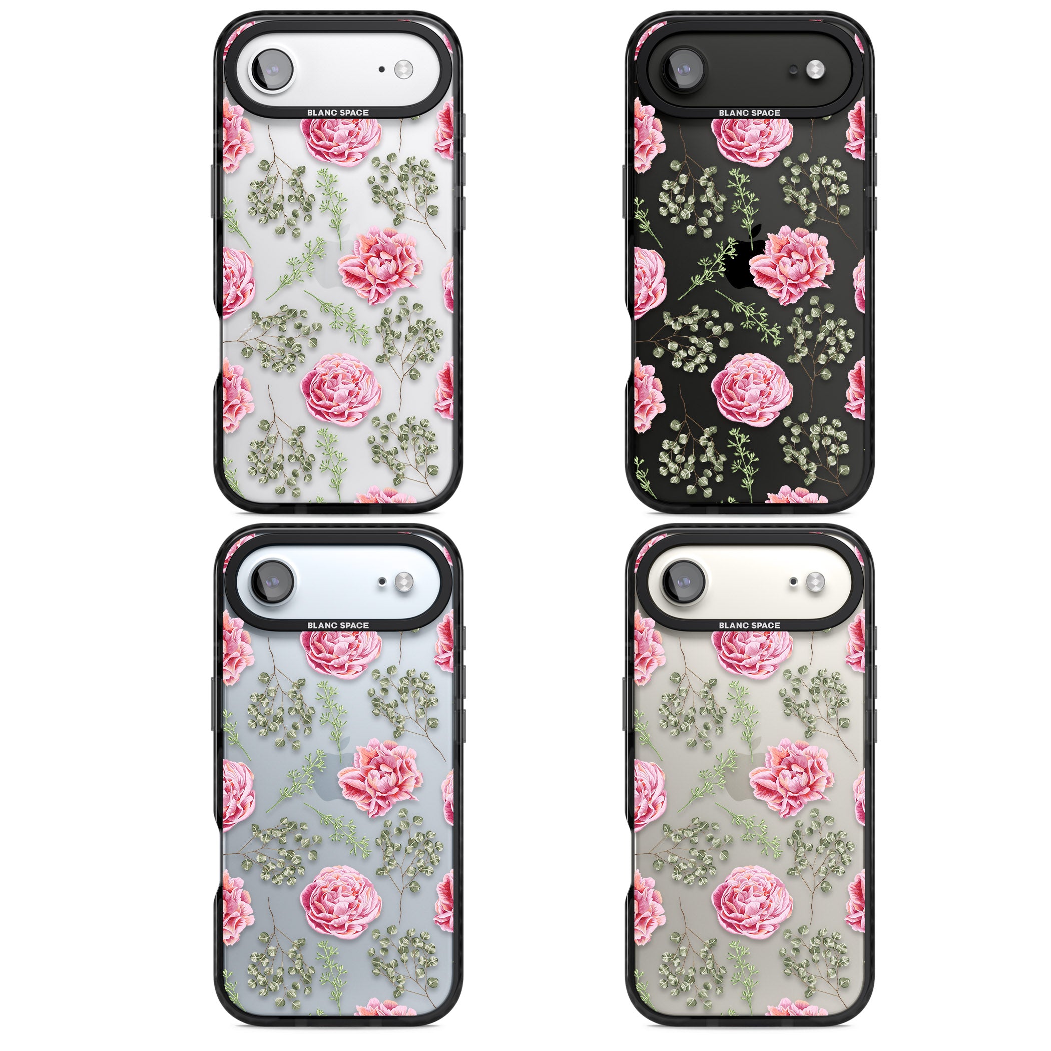 Roses & Eucalyptus Floral iPhone 17 Air Impact Black Phone Case APT Impact Protection