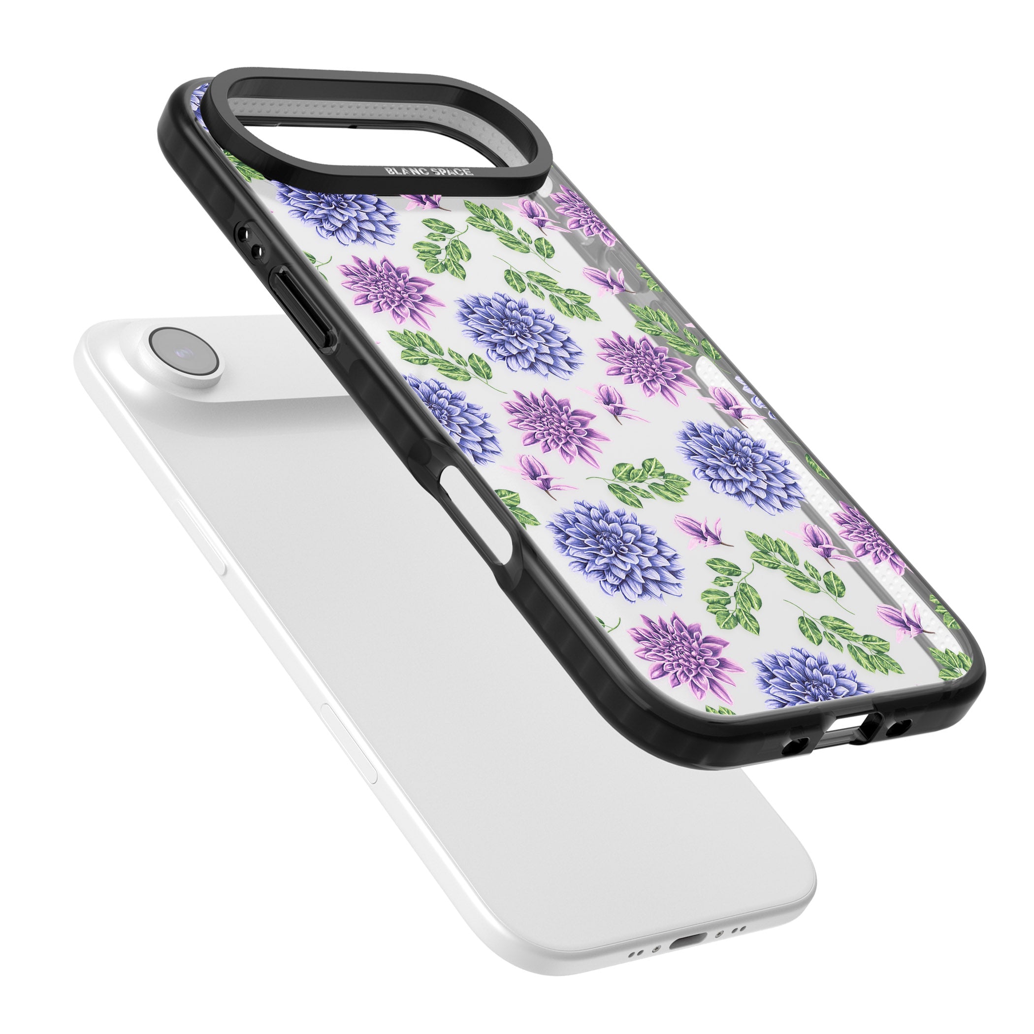 Purple Dahlias Floral iPhone 17 Air Impact Black Phone Case Colours