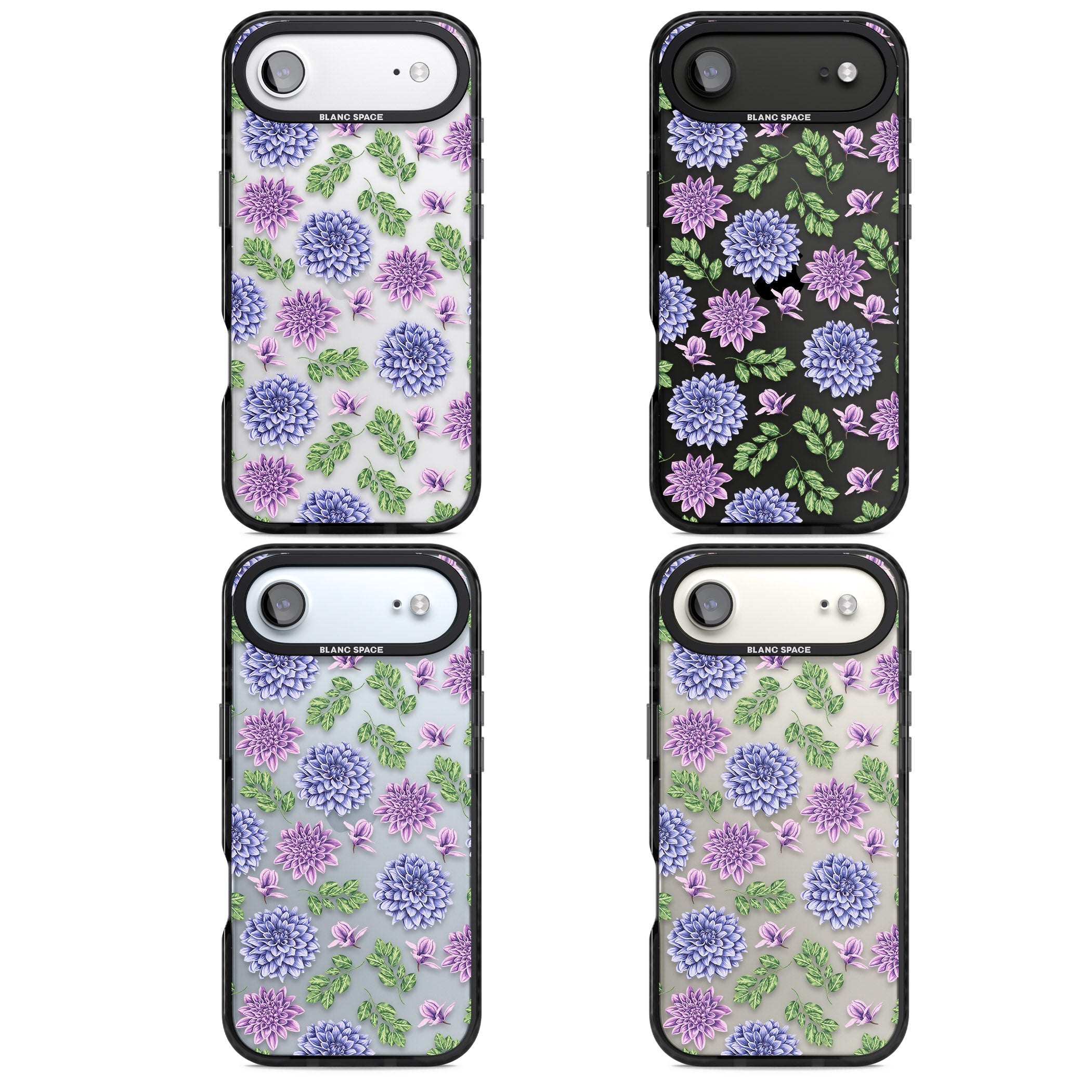 Purple Dahlias Floral iPhone 17 Air Impact Black Phone Case APT Impact Protection