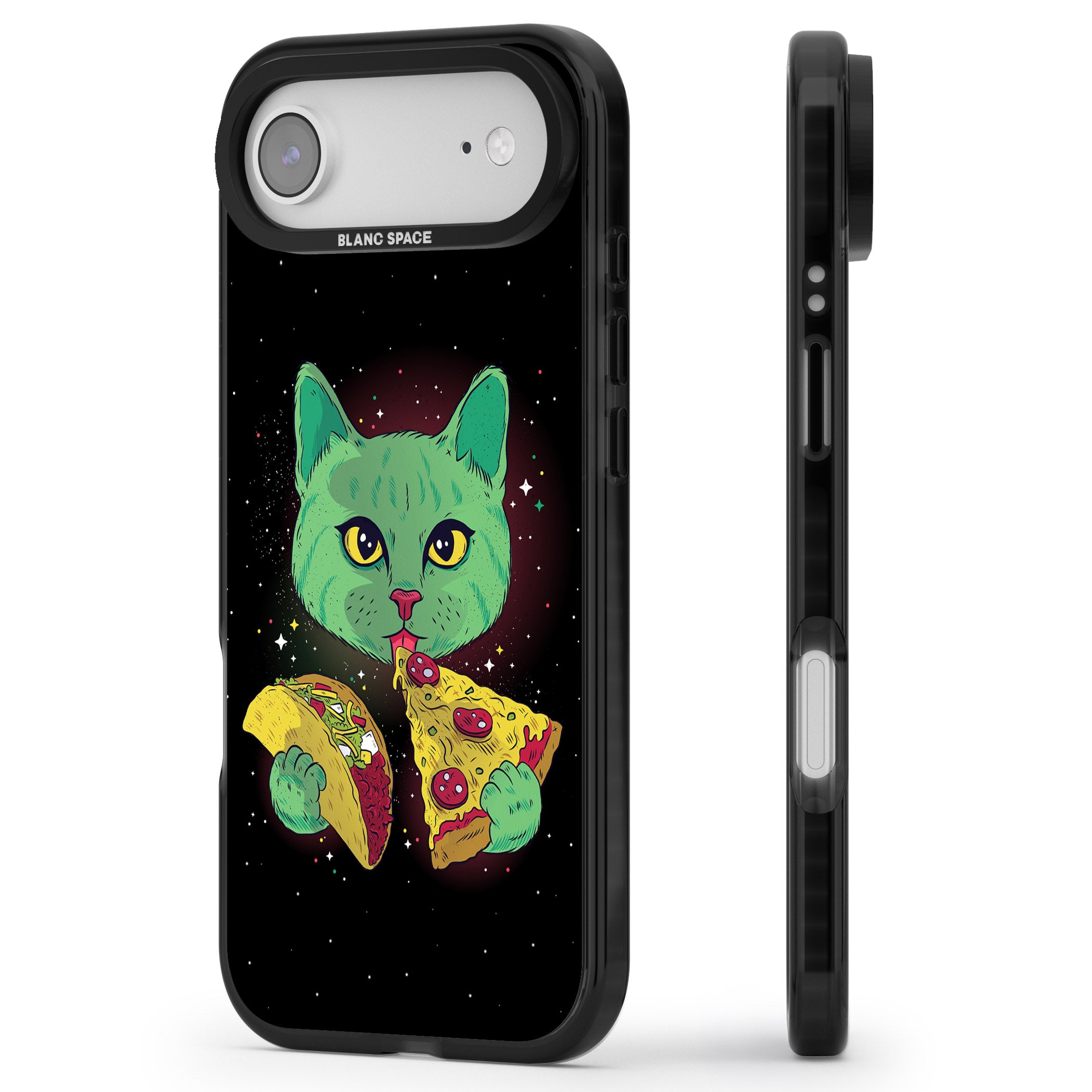 Pizza Purr iPhone 17 Air Impact Black Phone Case Side Profile
