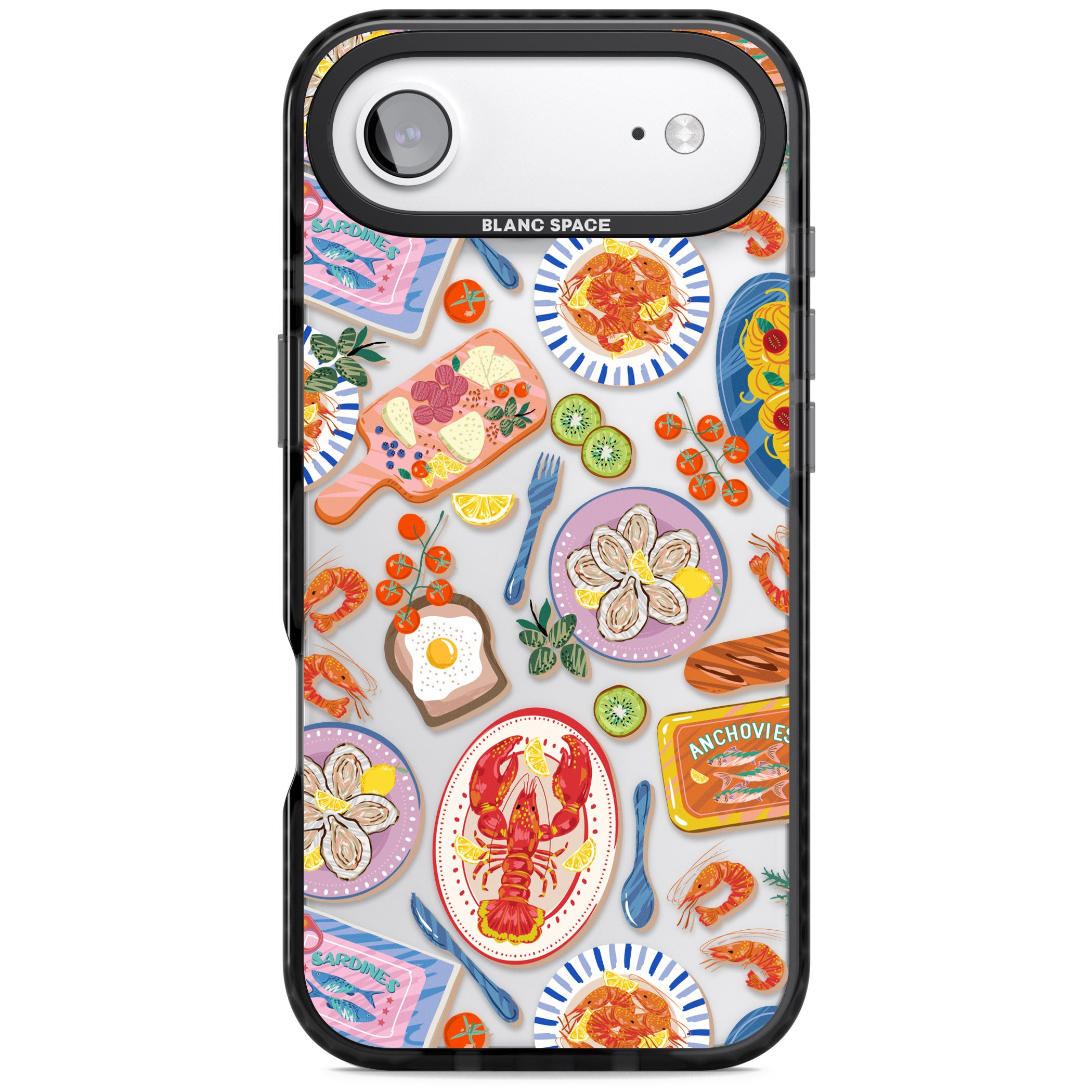 Seafood Pattern iPhone 17 Air Impact Black Phone Case